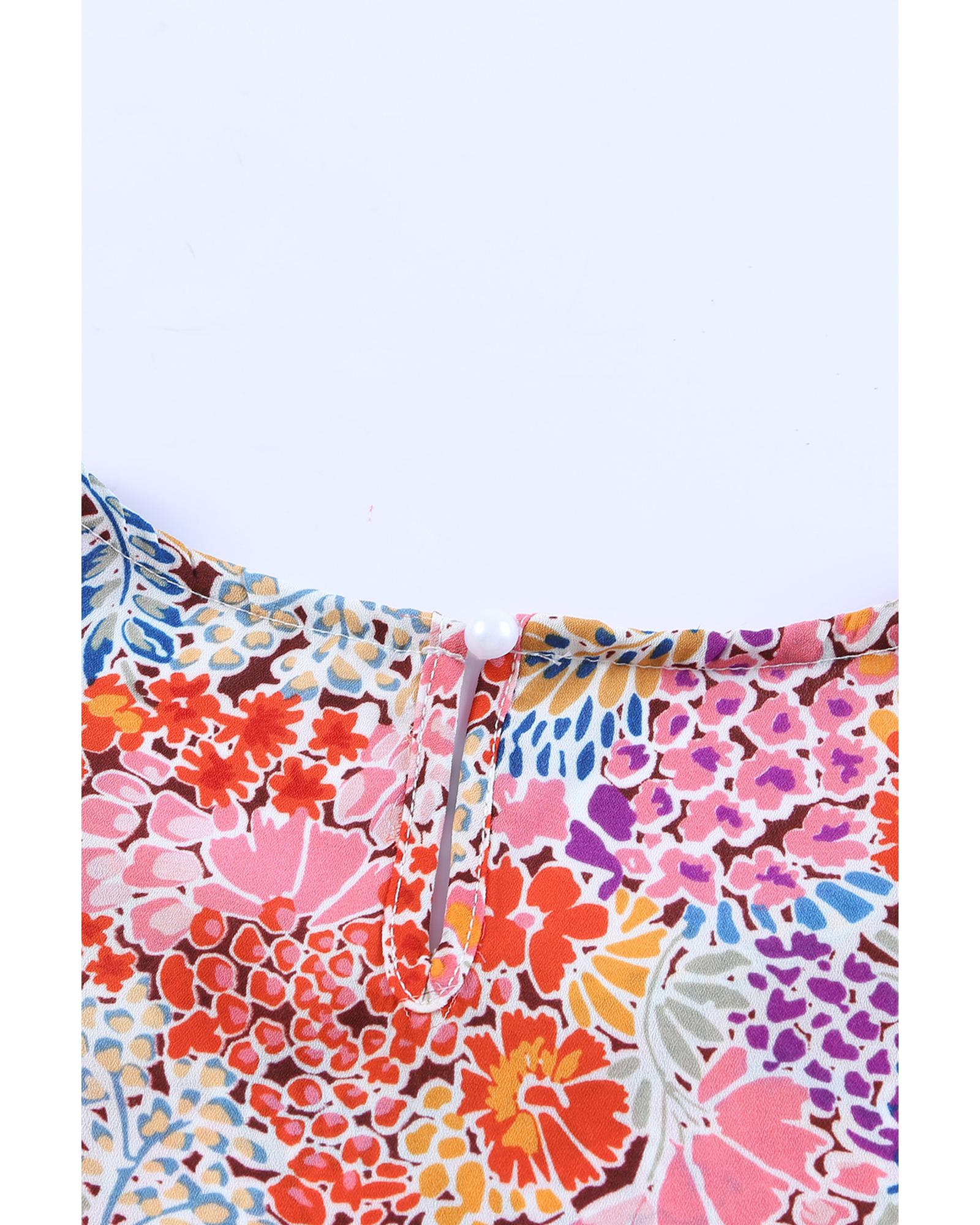 V539-AZEXDC25120147-22-XL-202508260455-00 Azura Exchange Floral Pattern Bubble Sleeve Blouse - XL - Image 1