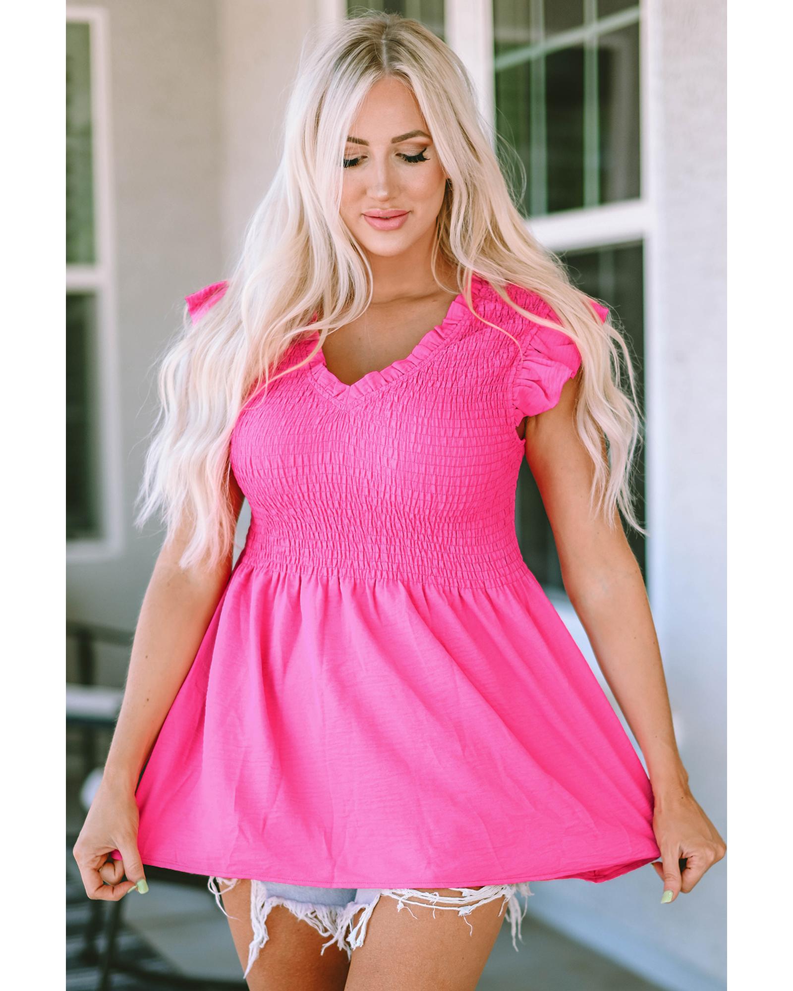 V539-AZEXDC25120908-6-M-202508261245-00 Azura Exchange Ruffle Flutter Sleeve Peplum Blouse - M - Image 1