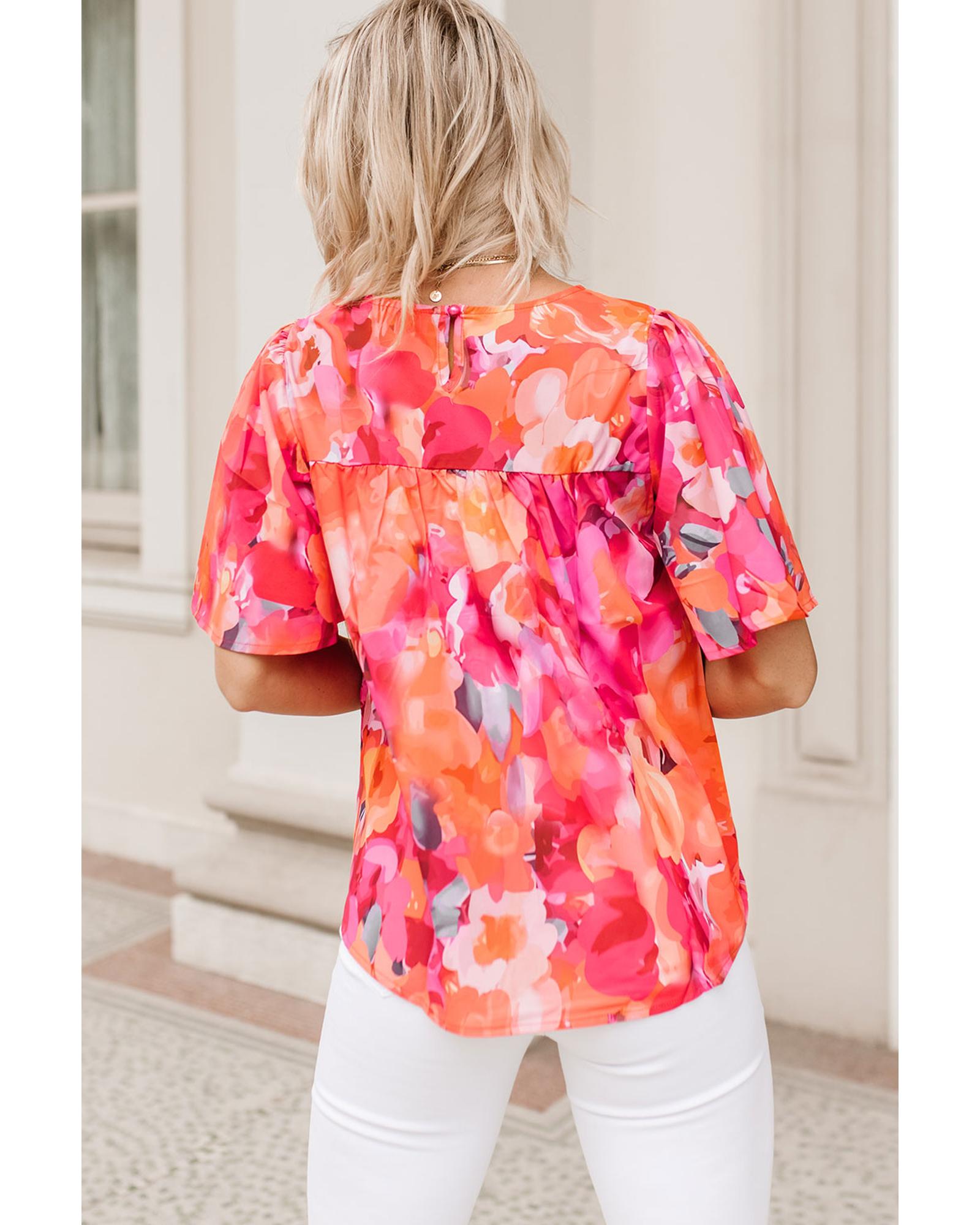 V539-AZEXDC25121610-3-M-202508252245-00 Azura Exchange Wide Sleeve Floral Print Blouse - M - Image 1