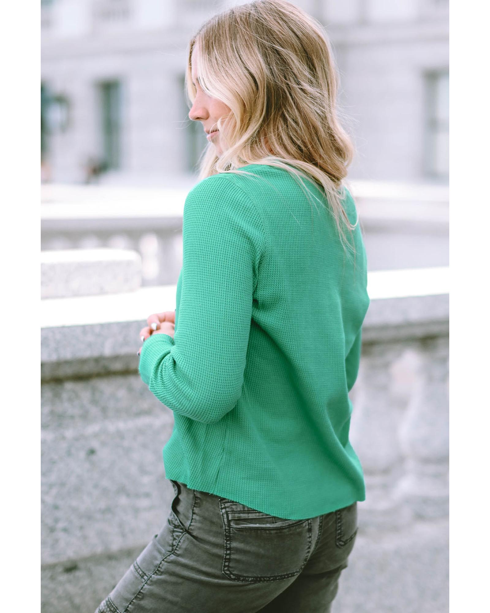 V539-AZEXDC25121882-9-L-202508252135-00 Azura Exchange Waffle Knit Henley Top - L - Image 1