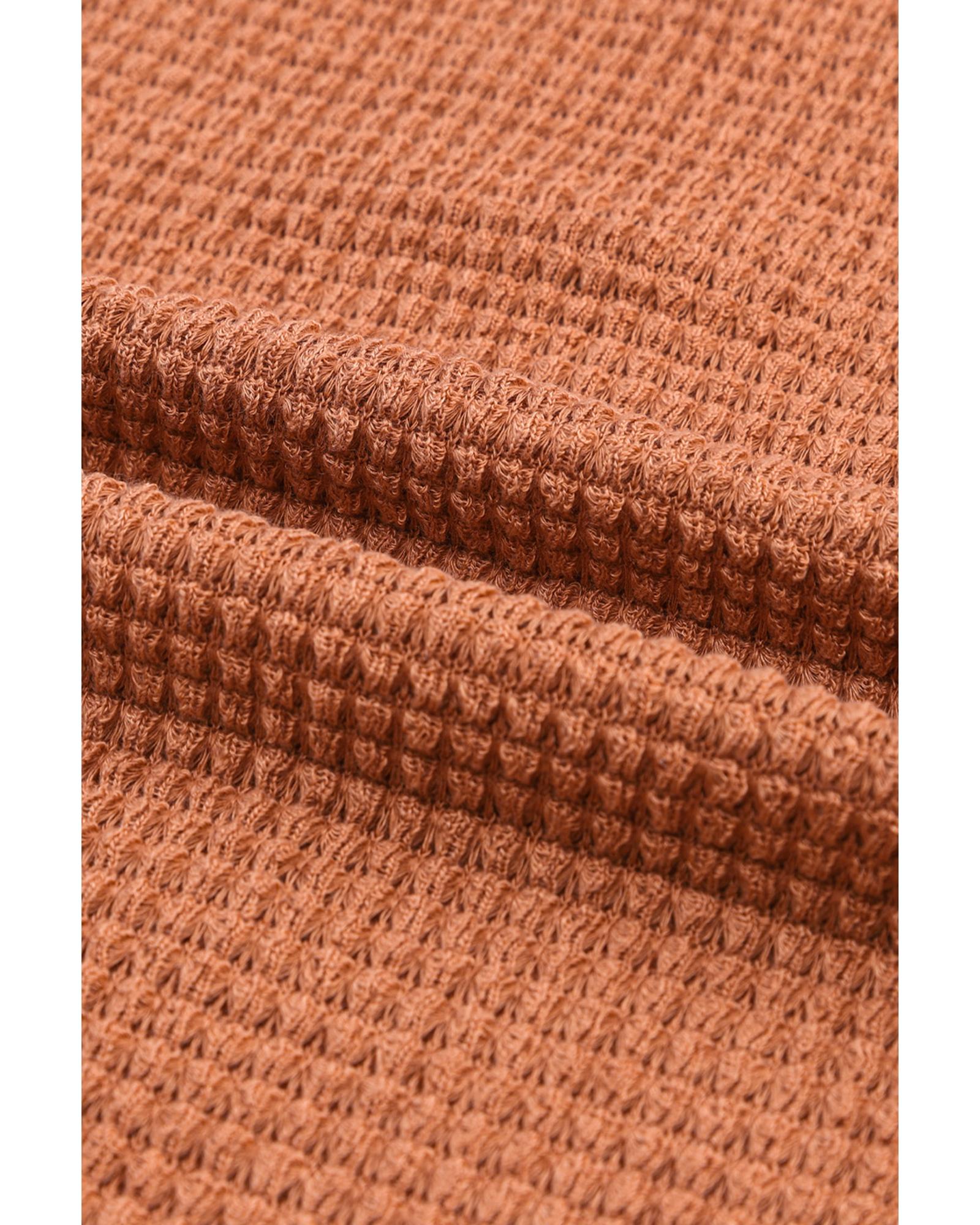 V539-AZEXDC25122097-17-L-202508252140-00 Azura Exchange Button Contrast Trim Waffle Knit Top - L - Image 1