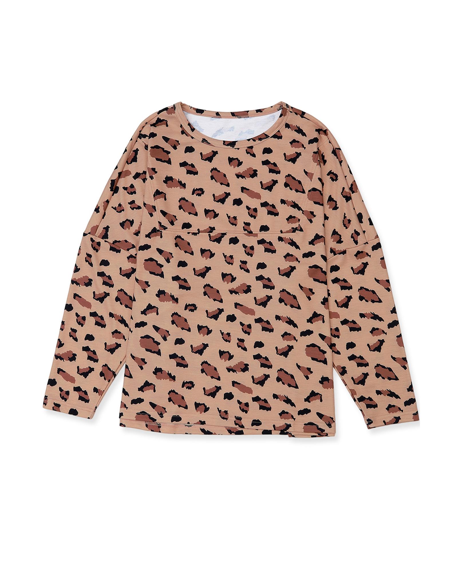 V539-AZEXDC25122238-17-S-202508291115-00 Azura Exchange Animal Print Stitching Loose Long Sleeve Top - S - Image 1
