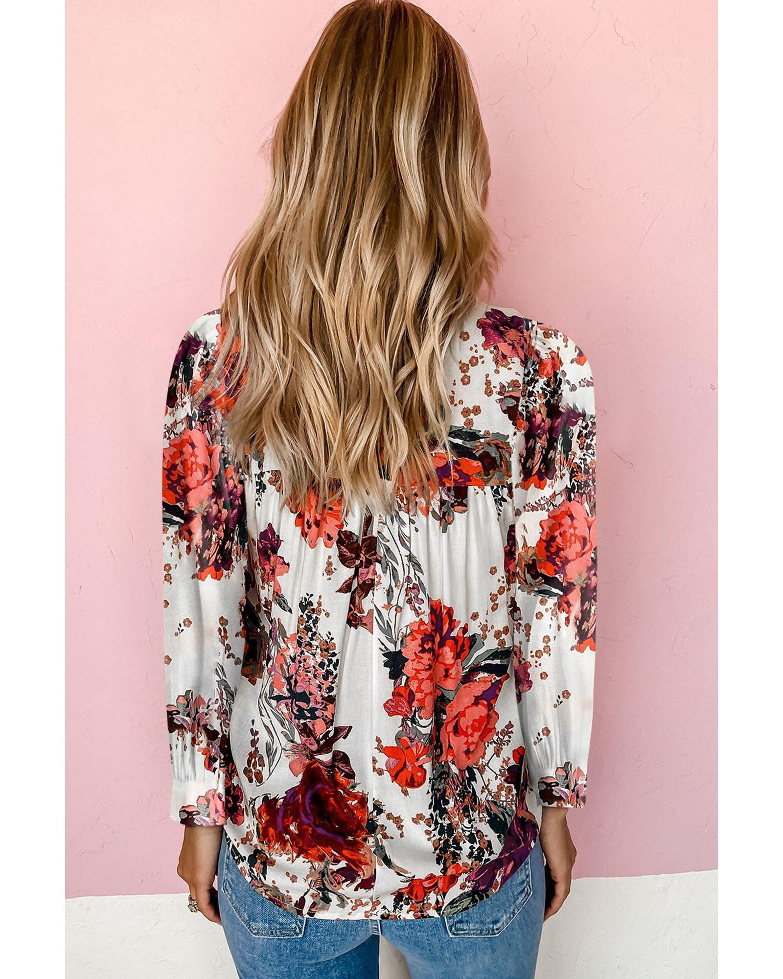 V539-AZEXDC25122754-3-M-202508291055-00 Azura Exchange Retro Floral Long Sleeve Blouse - M - Image 1