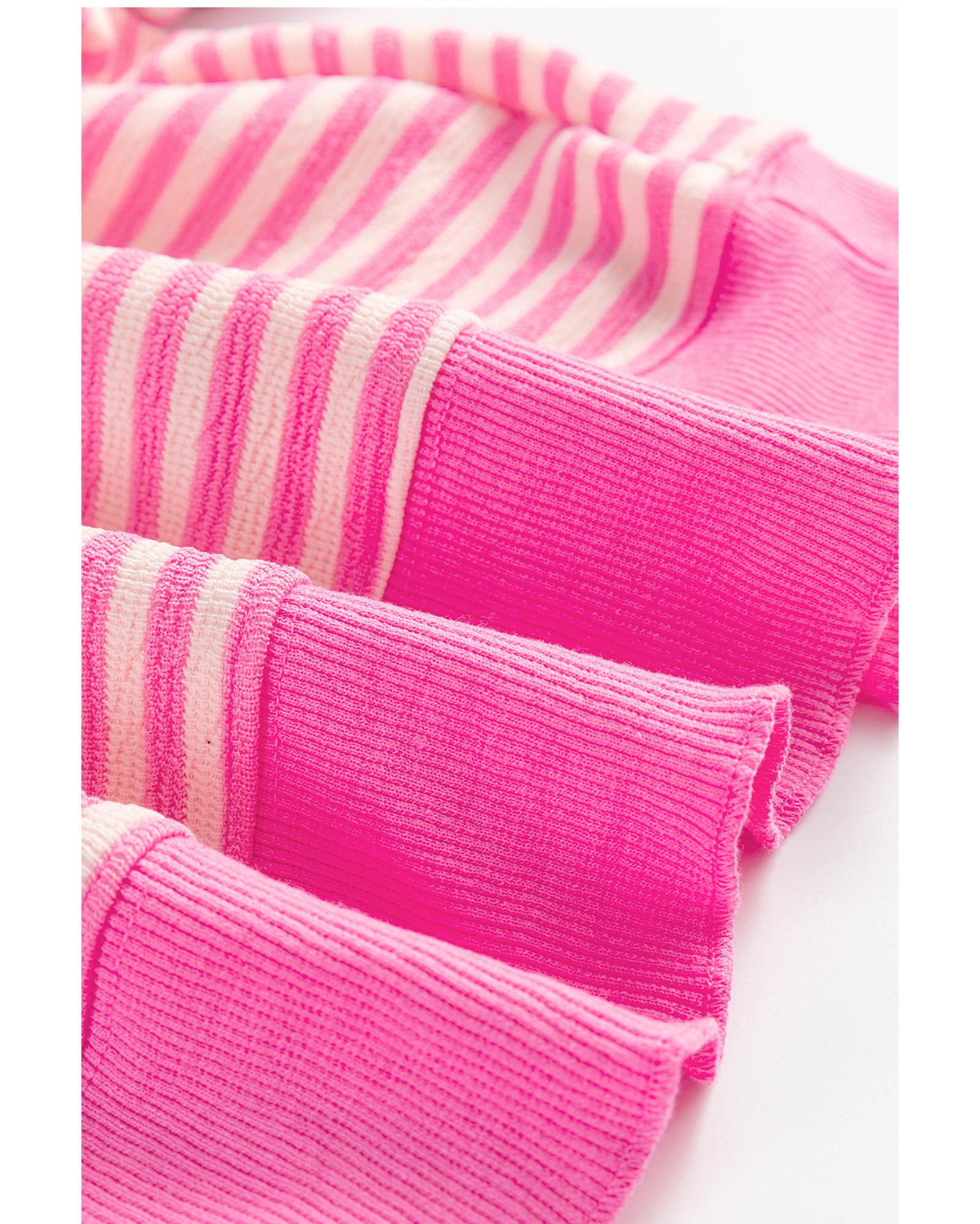 V539-AZEXDC25129121-P1019-XL-202508311705-00 Azura Exchange Pink Stripe Loose Drop Shoulder Long Sleeve Top - XL - Image 1