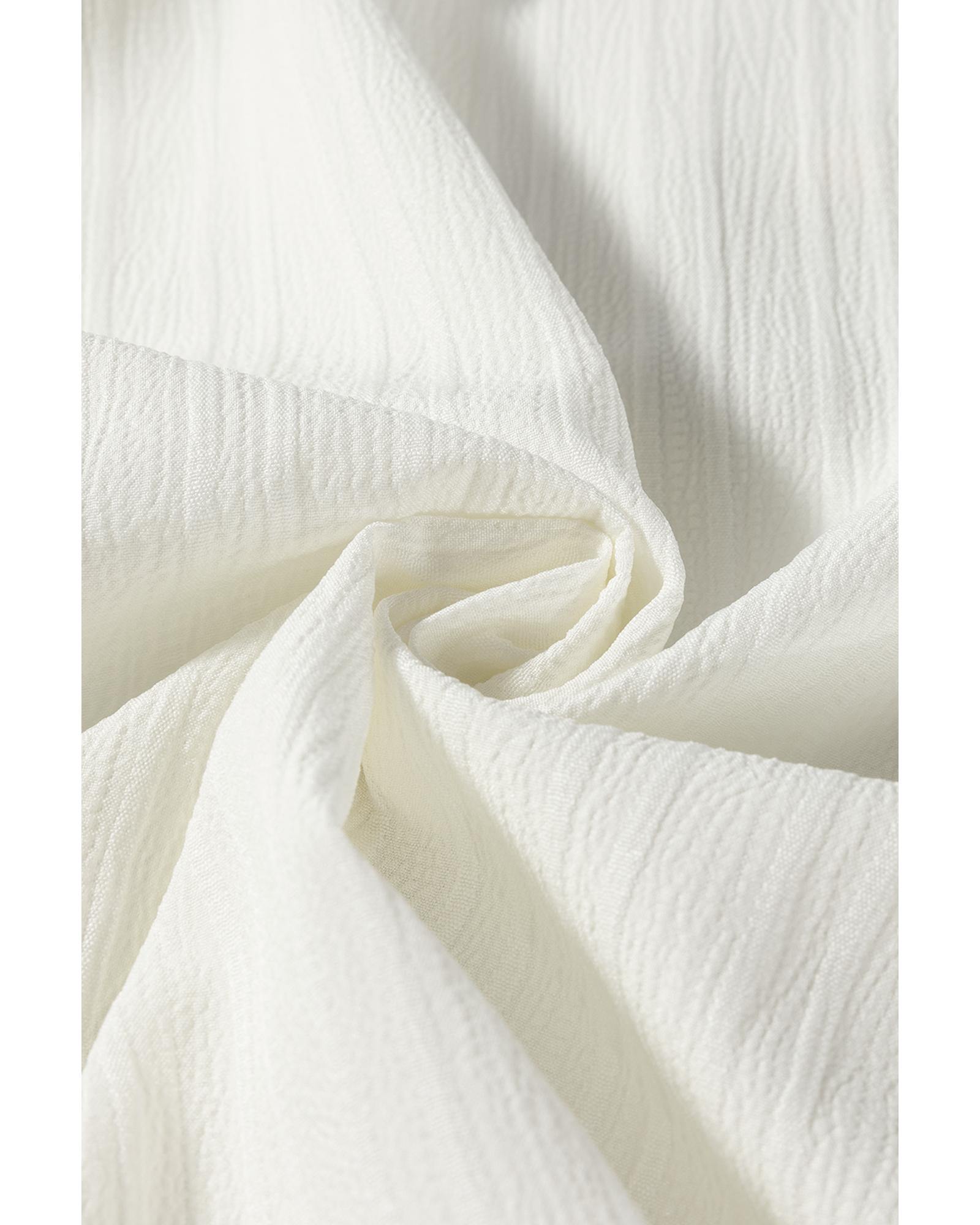 V539-AZEXDC25129184-P101-S-202506120646-00 White Textured Colorblock V Neck Elegant Blouse - S - Image 1