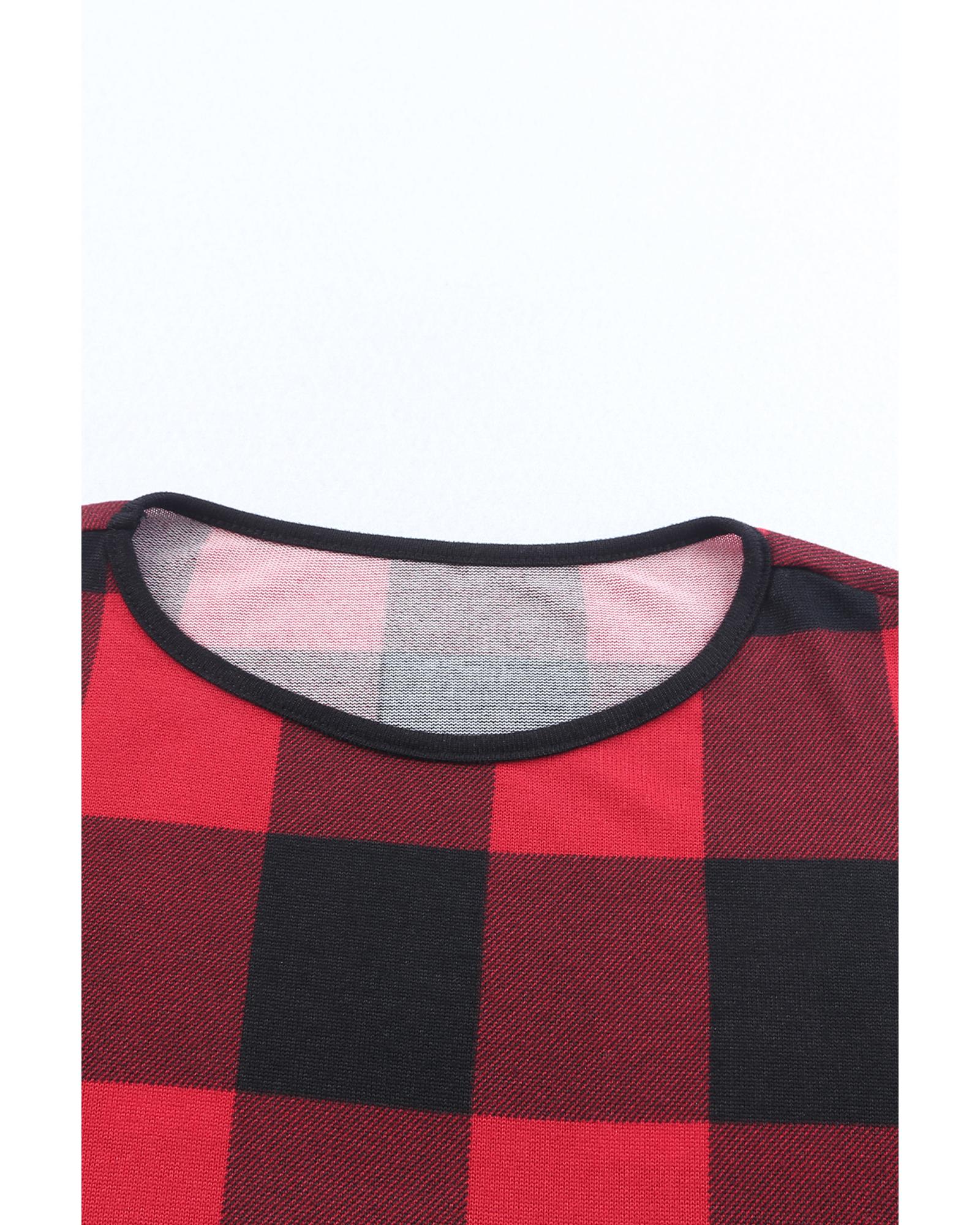 V539-AZEXDC2521489-20-XL-202508271150-00 Plaid Print Leopard Splicing Striped Color Block Long Sleeve Top - XL - Image 1