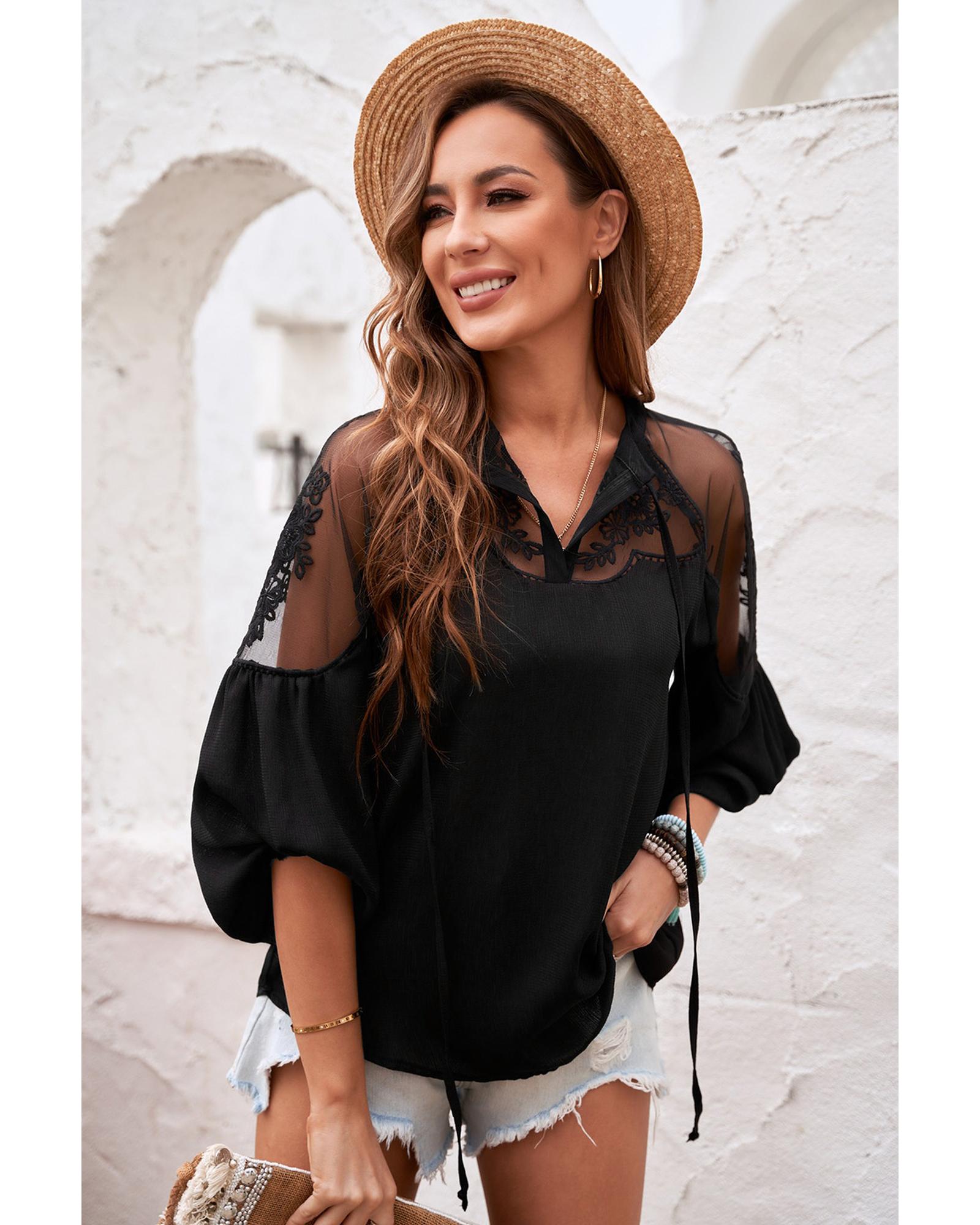 V539-AZEXDC252162-2-S-202508261955-00 Azura Exchange Lace Blouse - S - Image 1