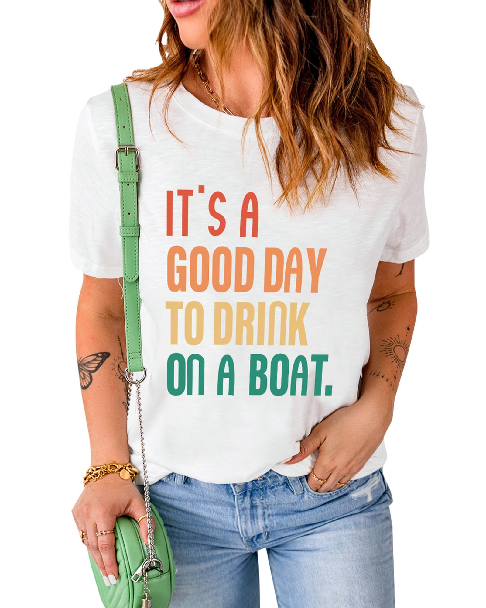 V539-AZEXDC25216518-1-M-202508272225-00 Azura Exchange Good Day Boat Letters T-Shirt - M - Image 1