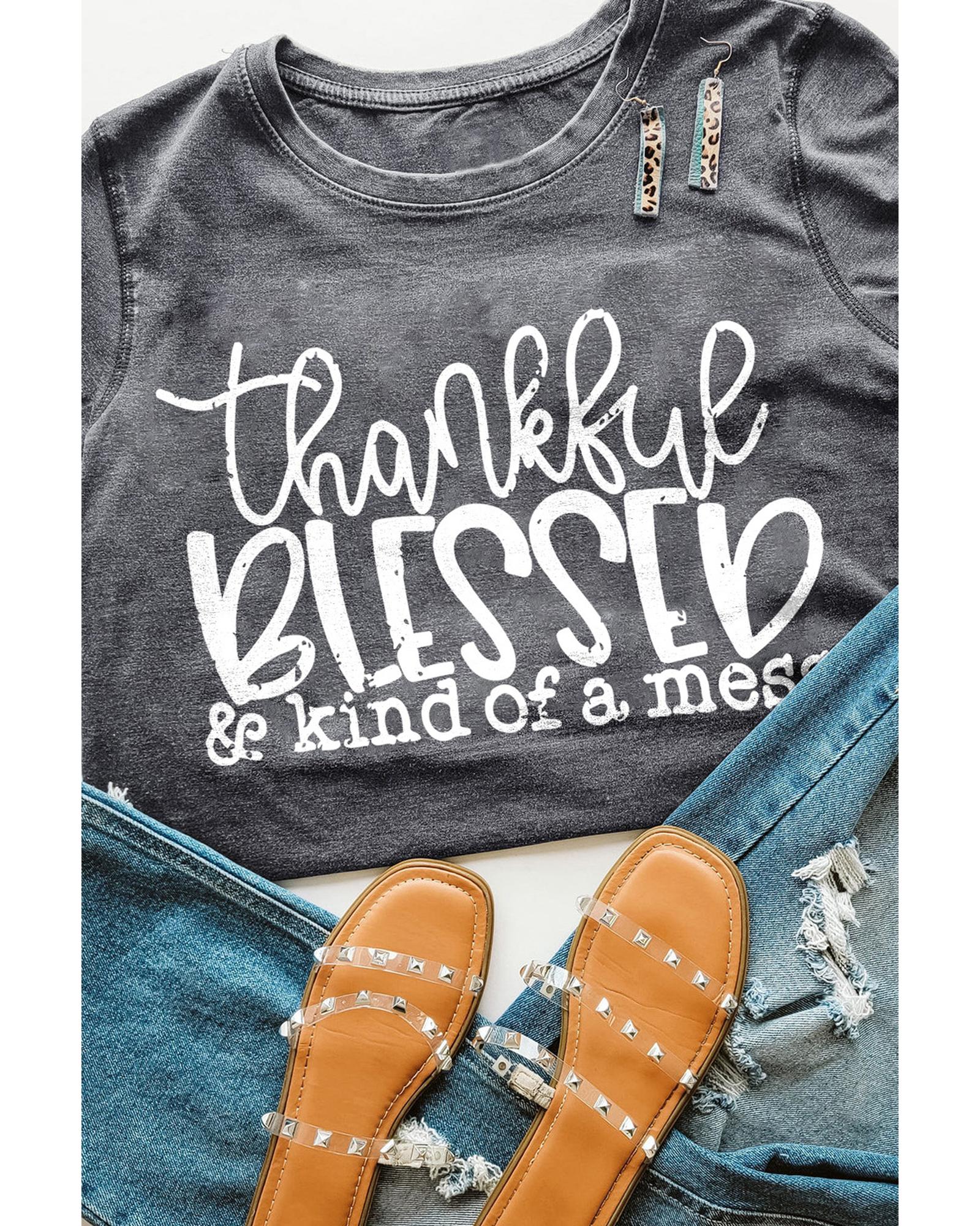 V539-AZEXDC25218951-11-XL-202508260400-00 Azura Exchange BLESSED Graphic Print Crew Neck T-Shirt - XL - Image 1