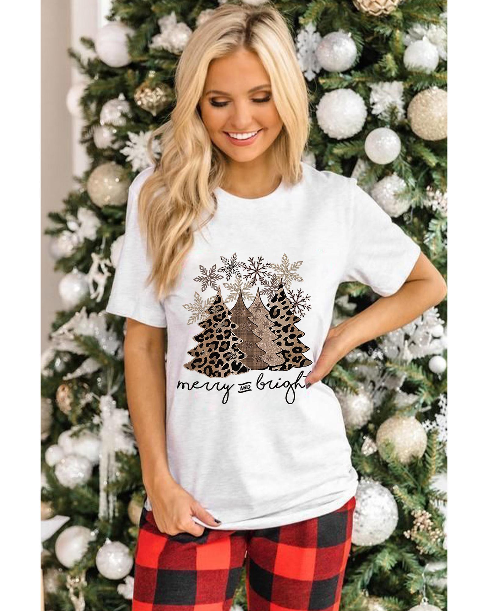 V539-AZEXDC25219027-1-XL-202508261335-00 Azura Exchange Leopard Christmas Tree Graphic Print T-Shirt - XL - Image 1