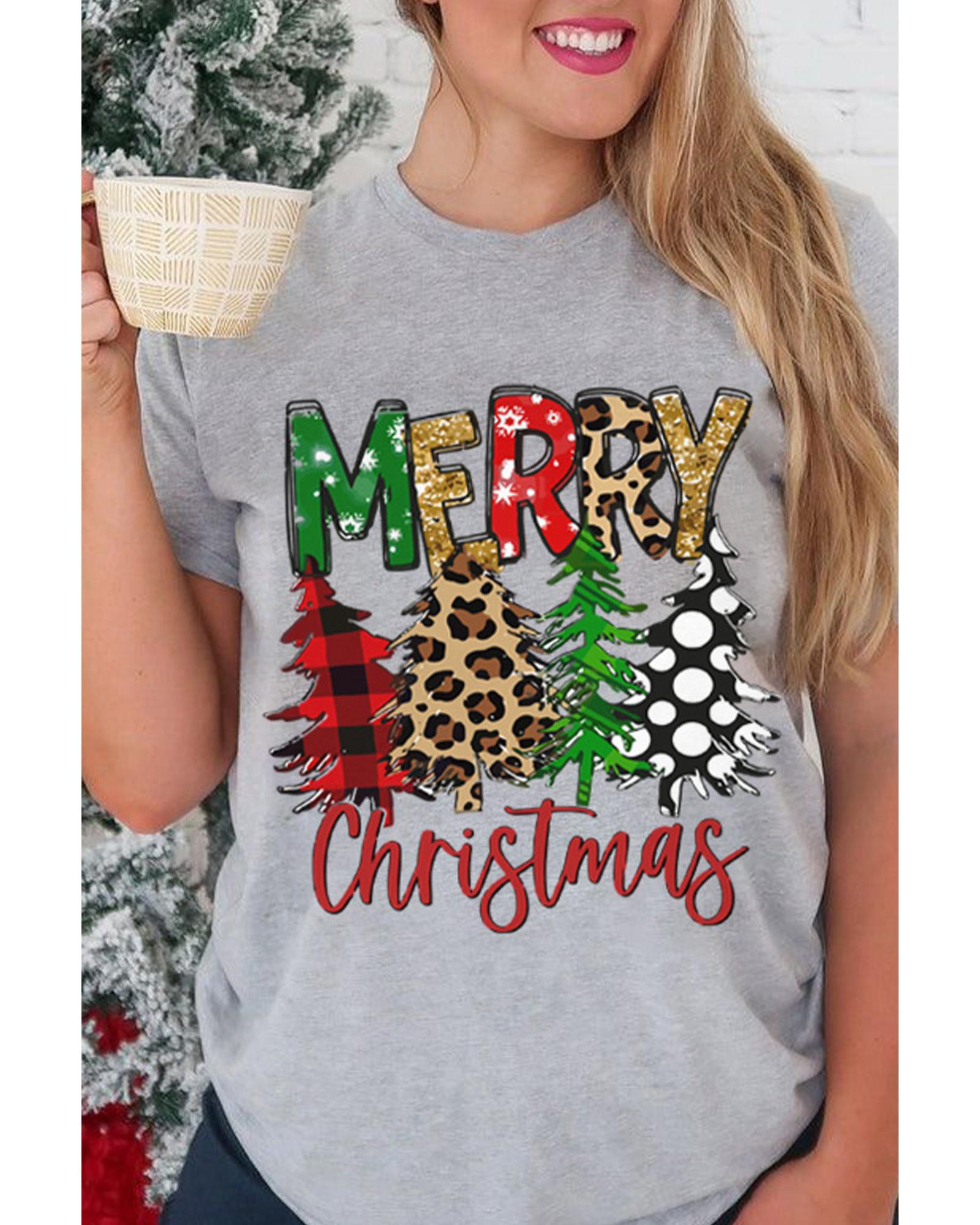 V539-AZEXDC25219043-11-S-161804-00 Azura Exchange Christmas Tree Pattern Crew Neck Graphic Tee - S - Image 1