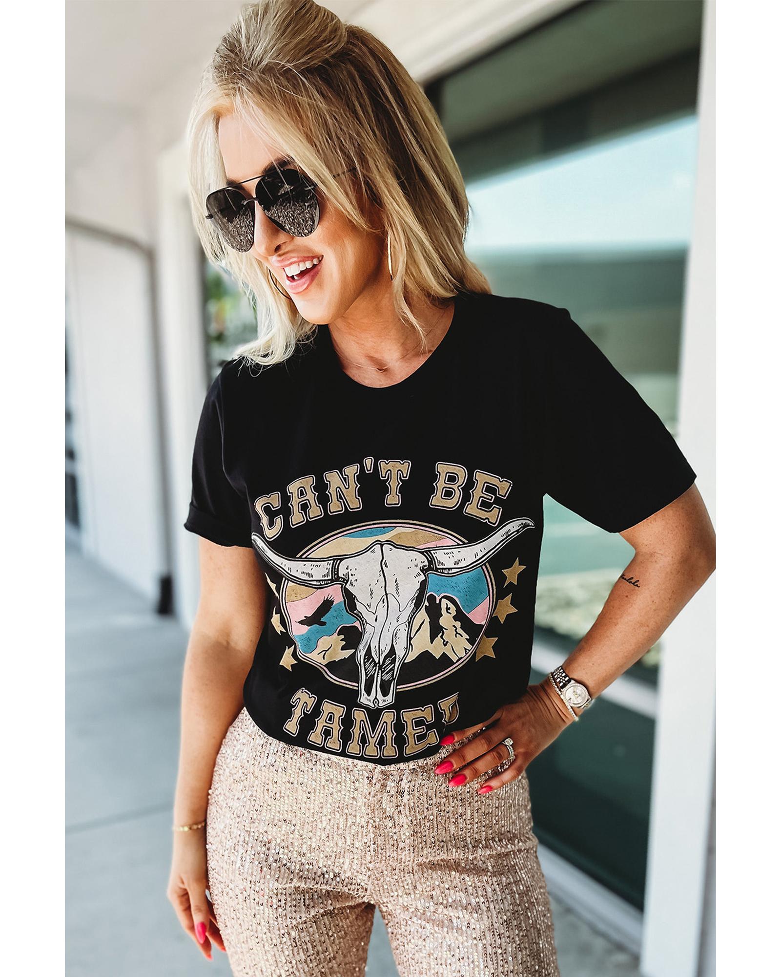 V539-AZEXDC25220759-2-M-202508262150-00 Azura Exchange Skull Western Graphic T-Shirt - M - Image 1