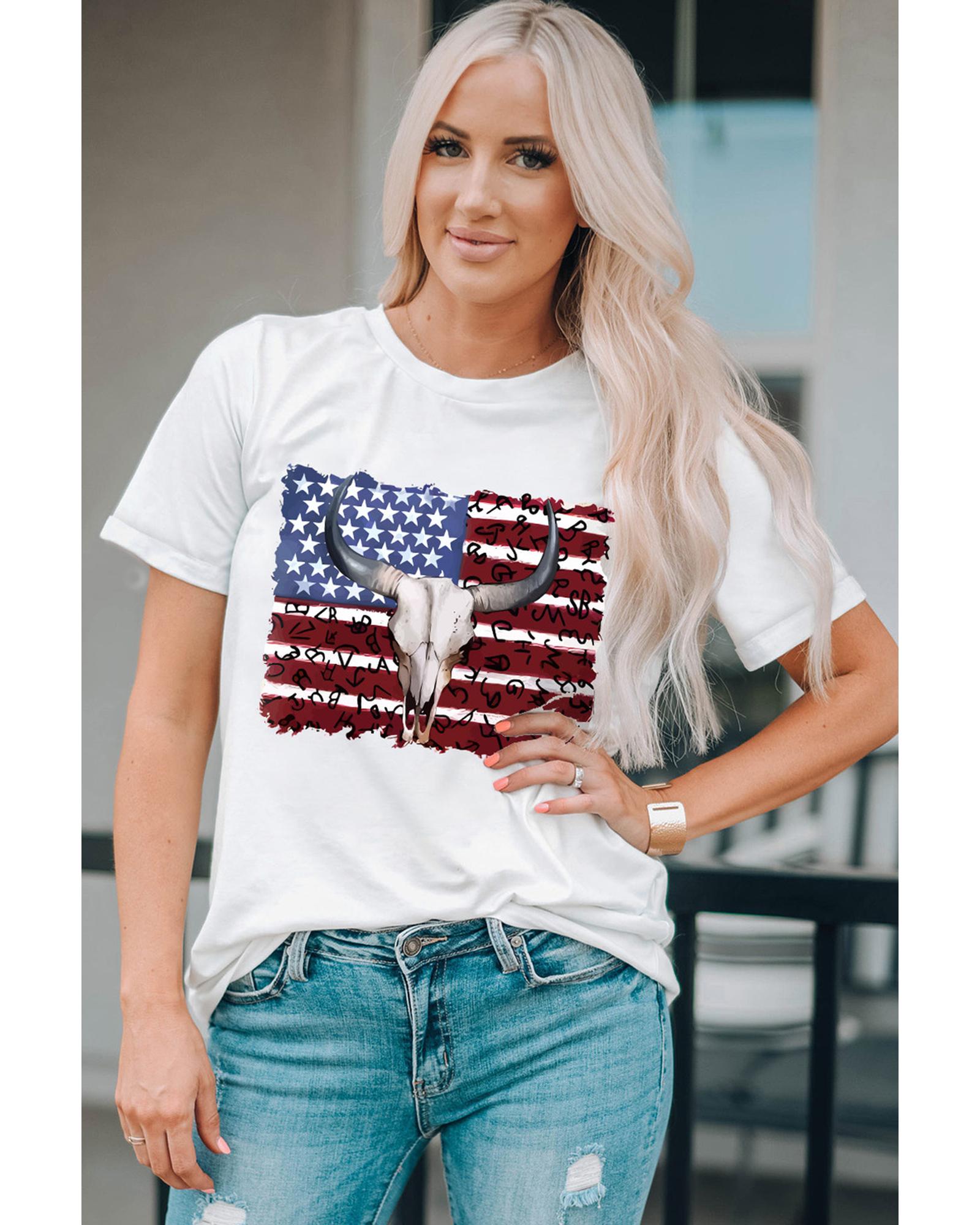 V539-AZEXDC25220834-1-S-202508262340-00 Azura Exchange American Flag Graphic Tee - S - Image 1