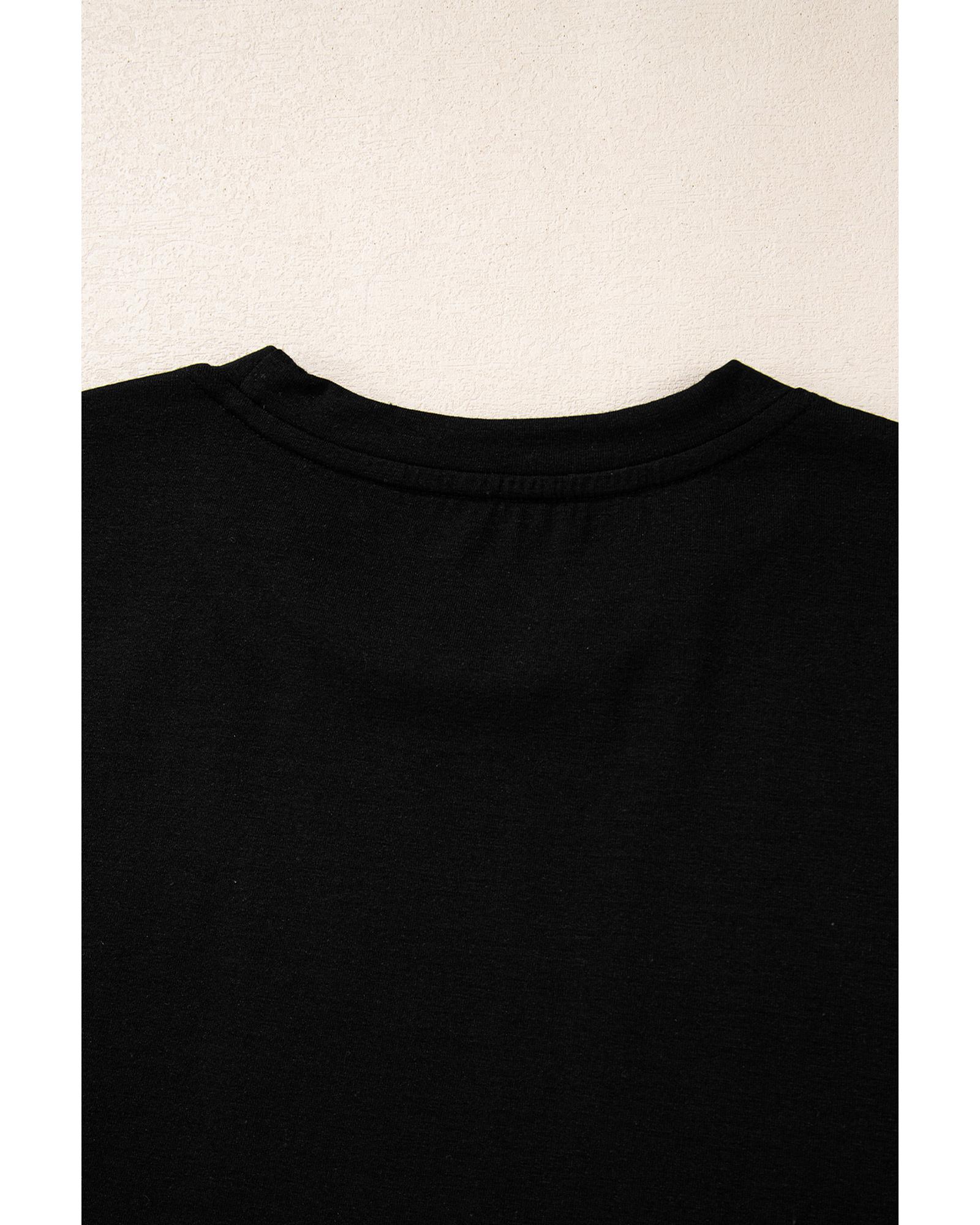 V539-AZEXDC25226830-2-XL-202508300115-00 Black Santa Claus Leopard Bow Print Crew Neck Casual T Shirt - XL - Image 1