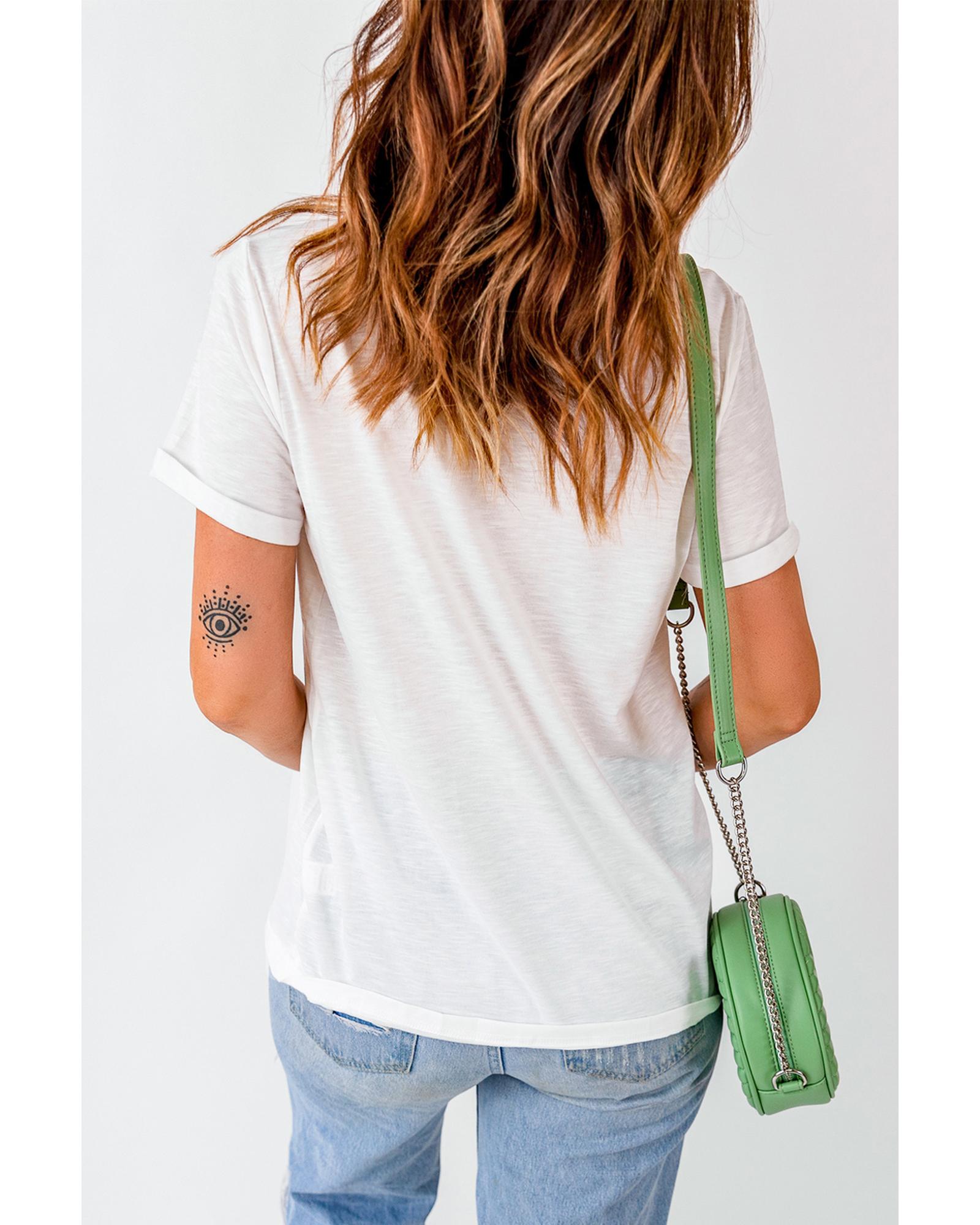 V539-AZEXDC25226984-1-M-202508281425-00 White Thankful Printed Crewneck Thanksgiving T Shirt - M - Image 1