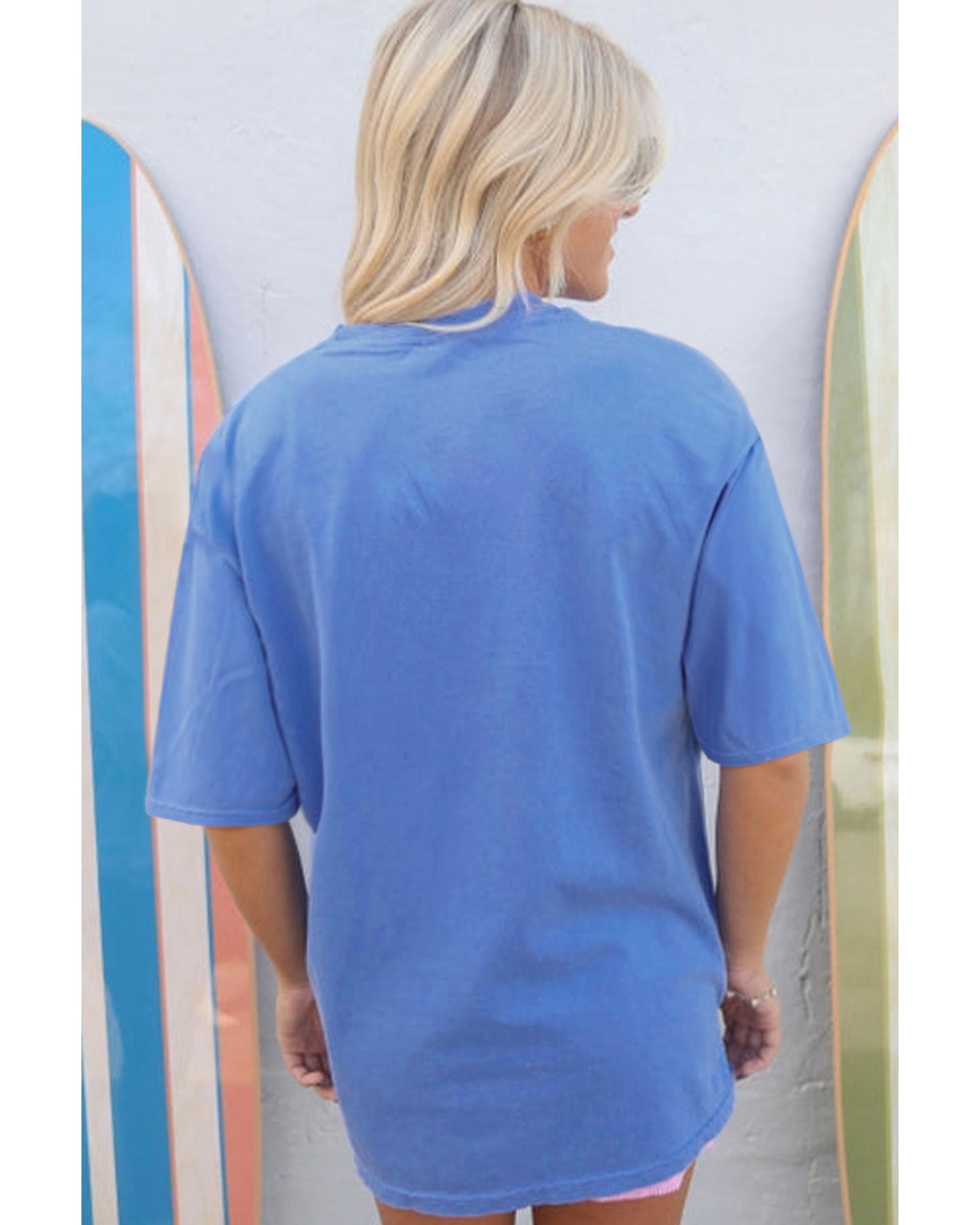 V539-AZEXDC25227355-P304-S-202506121636-00 Sky Blue Rodeo Forever Western Graphic Tee - S - Image 1