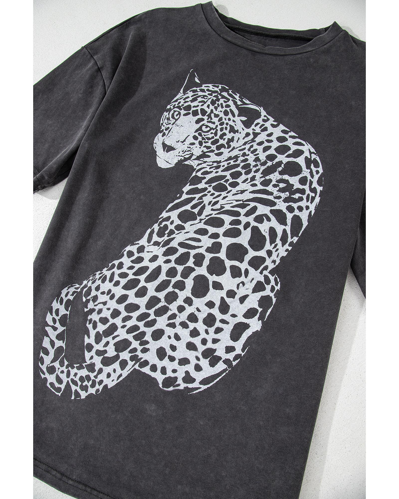 V539-AZEXDC25227457-P3011-L-202508280520-00 Medium Grey Vintage Cheetah Printed Mineral Wash Graphic Tee - L - Image 1
