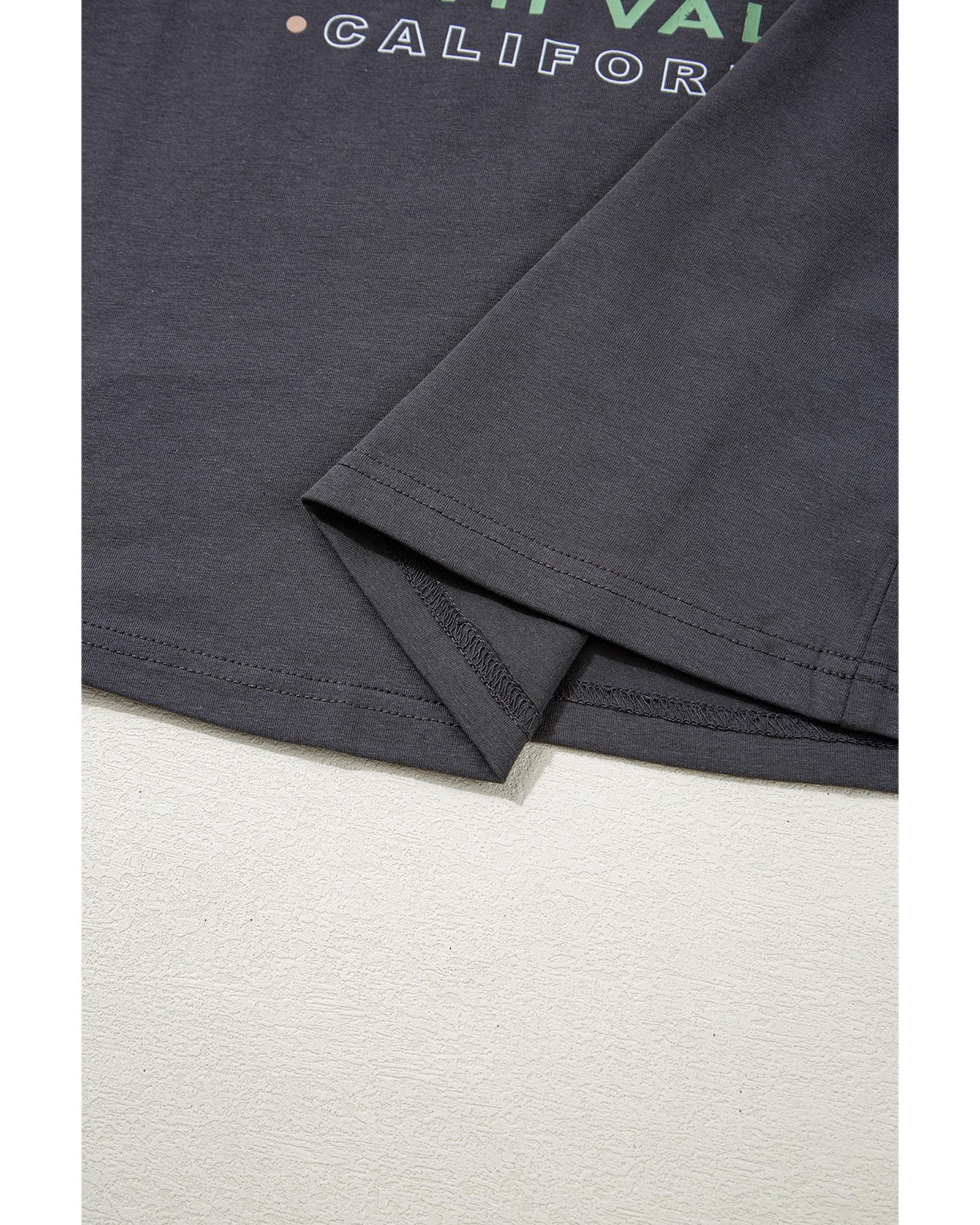 V539-AZEXDC25227809-P2011-M-202506121610-00 Dark Grey RISE WITH THE SUN Western Fashion Graphic Tee - M - Image 1