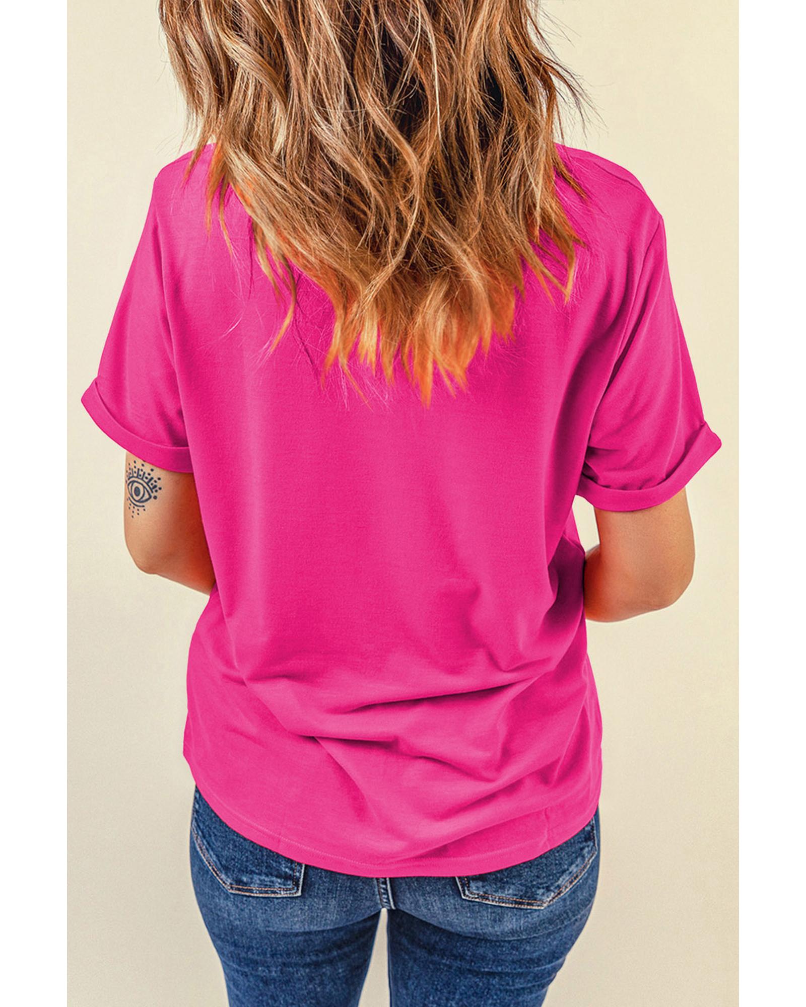 V539-AZEXDC25227983-P6-2XL-202508281510-00 Rose Red Heart XOXO Graphic Crewneck Valentines T Shirt - 2XL - Image 1