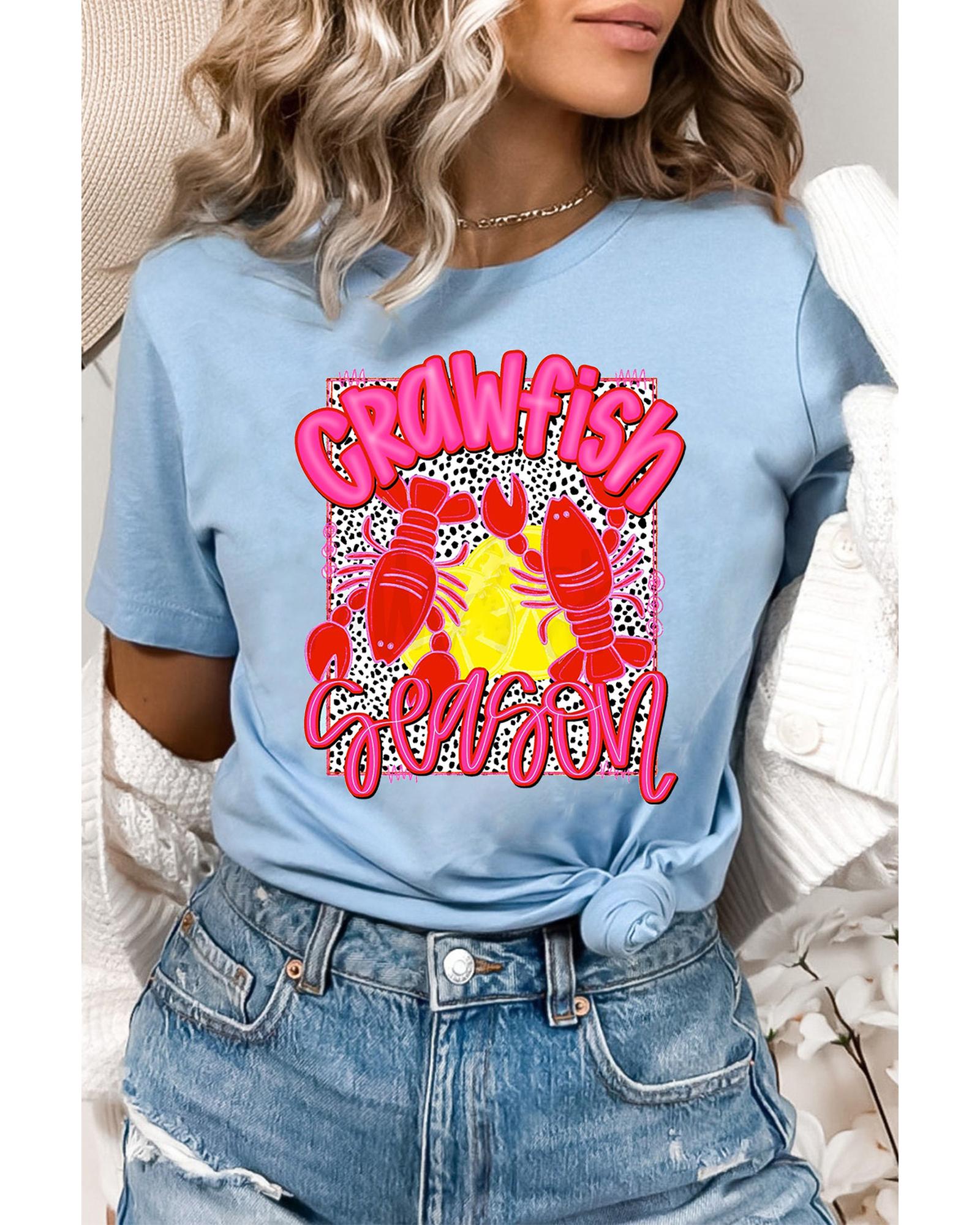 V539-AZEXDC25228954-P4-XL-202508281235-00 Light Blue Crawfish Season Fashion Graphic T Shirt - XL - Image 1
