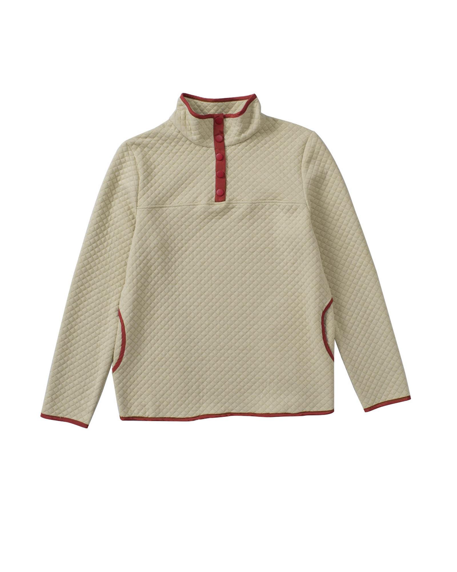 V539-AZEXDC25312130-15-S-202508260650-00 Azura Exchange Contrast Binding Snap Button Geometric Pullover Sweatshirt - S - Image 1