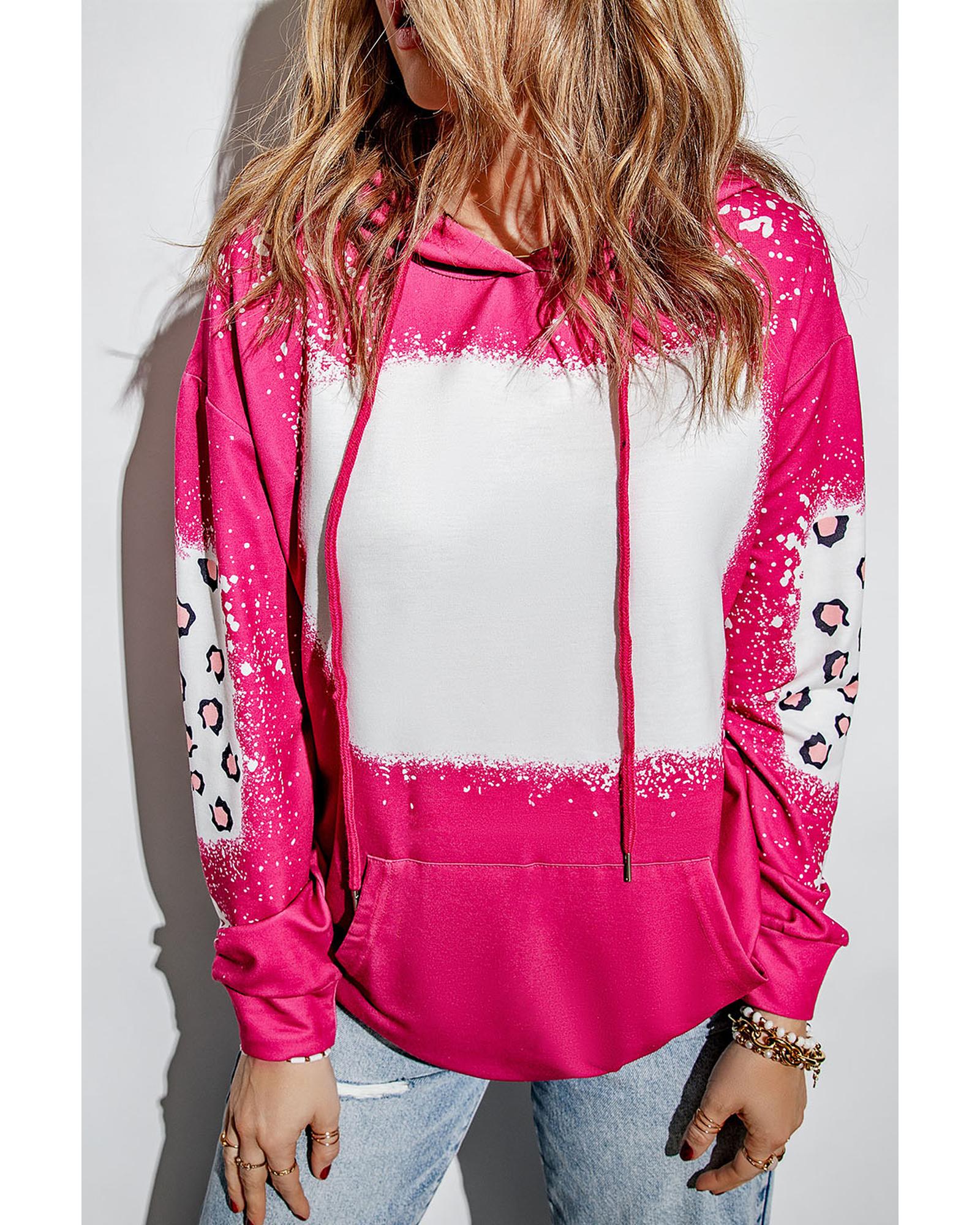 V539-AZEXDC25312768-6-S-165855-00 Azura Exchange Leopard Bleached Hoodie with Pocket - S - Image 1