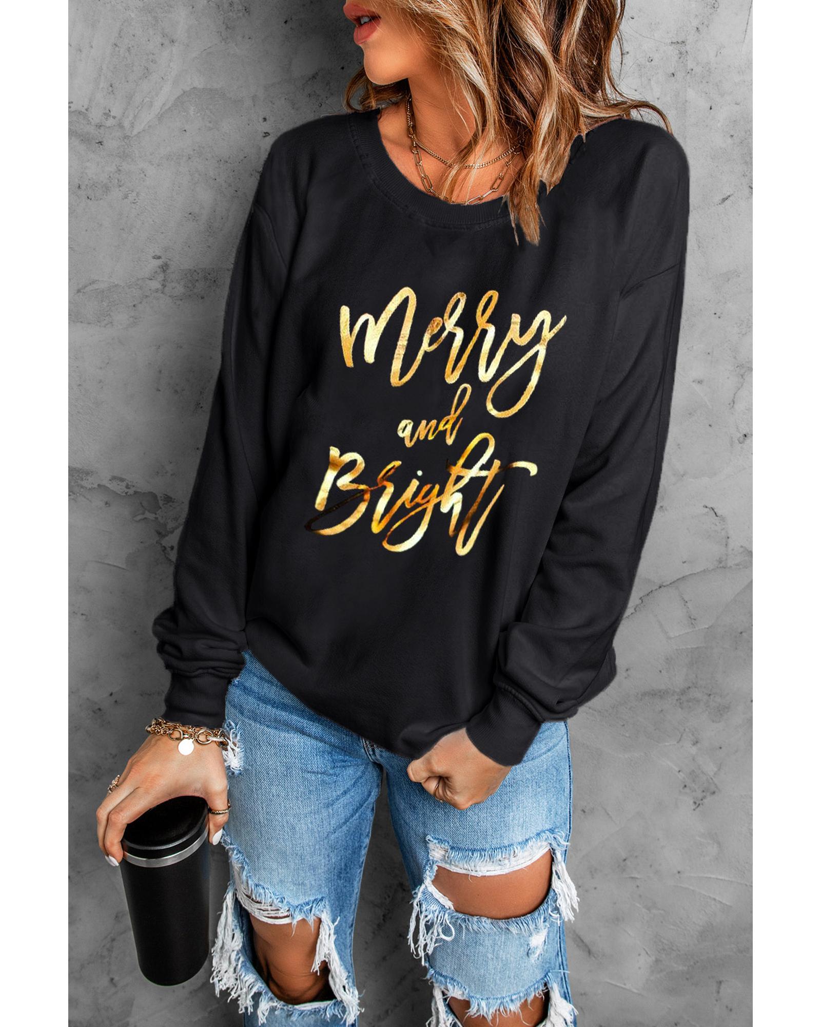 V539-AZEXDC25313616-2-L-202508252045-00 Azura Exchange Merry & Bright Print Sweatshirt - L - Image 1