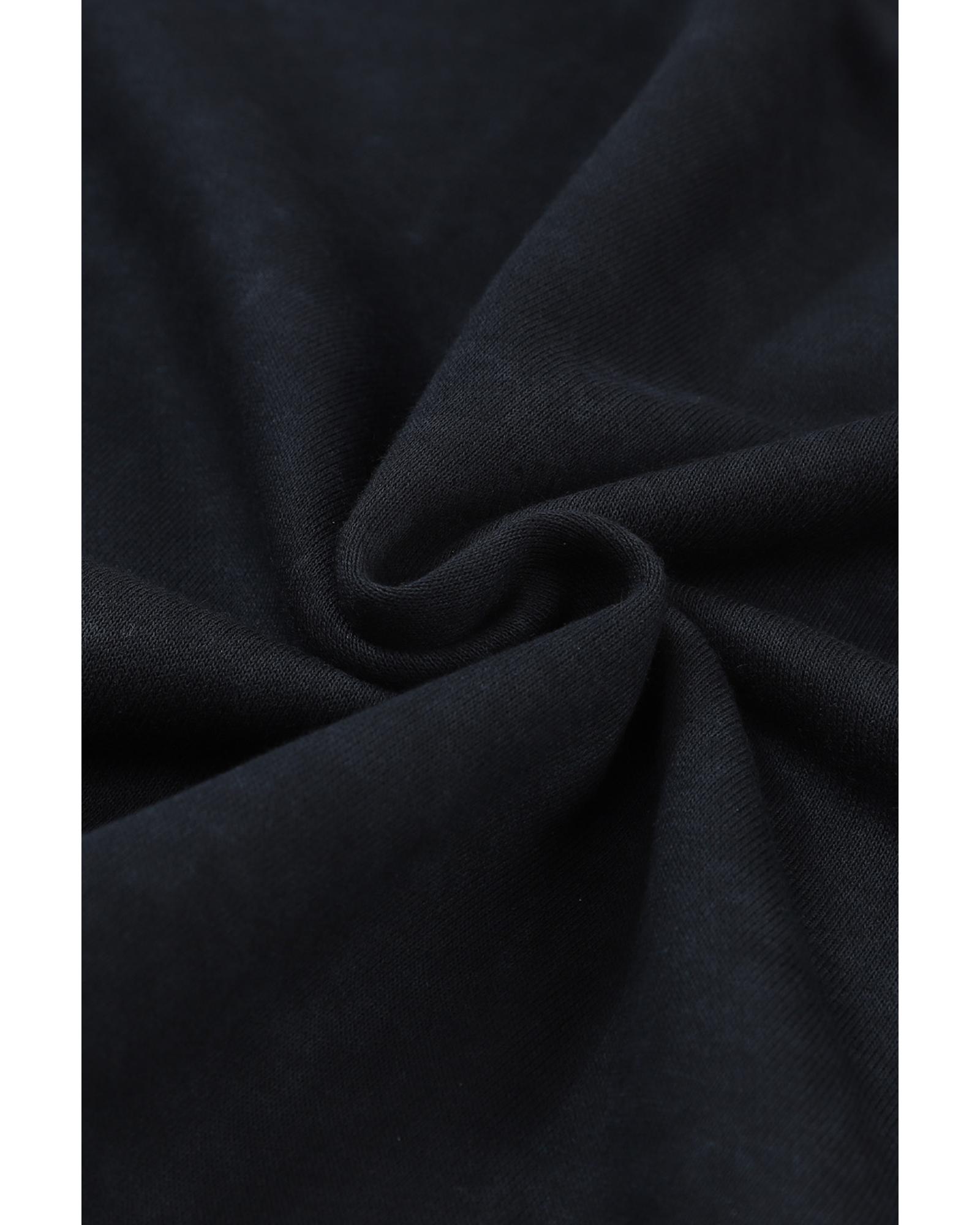 V539-AZEXDC25314590-2-M-202508291730-00 Black Drop Shoulder Crew Neck Pullover Sweatshirt - M - Image 1