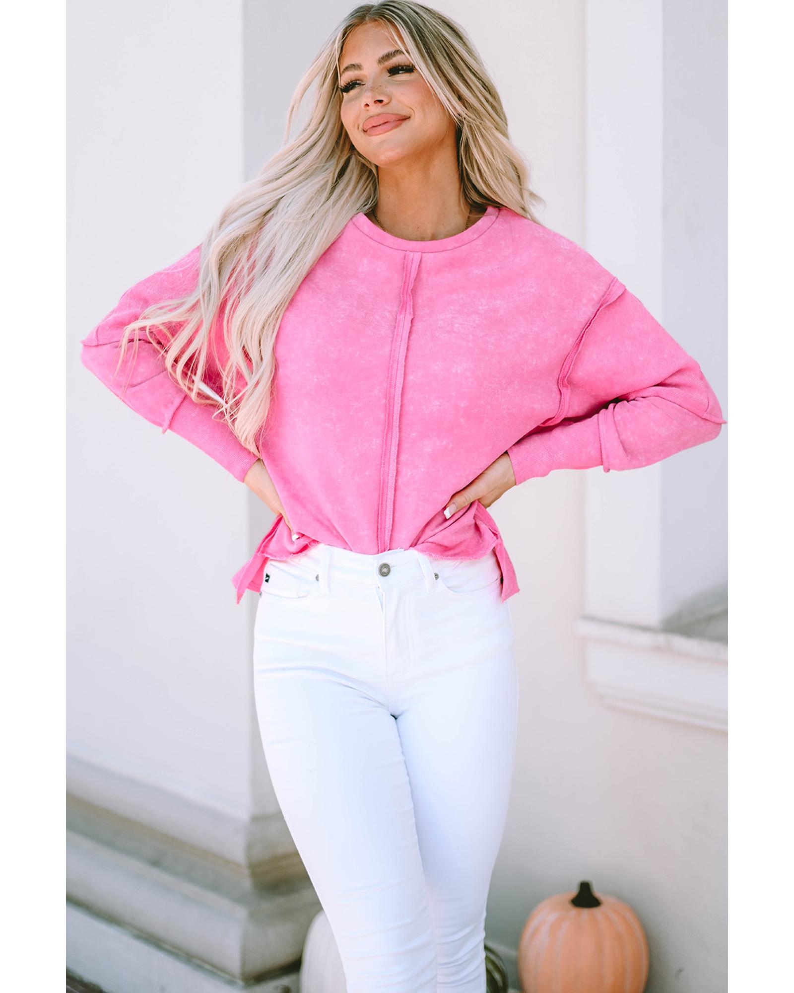 V539-AZEXDC25314609-6-XL-202508290910-00 Azura Exchange High Low Raw Edge Sweatshirt - XL - Image 1