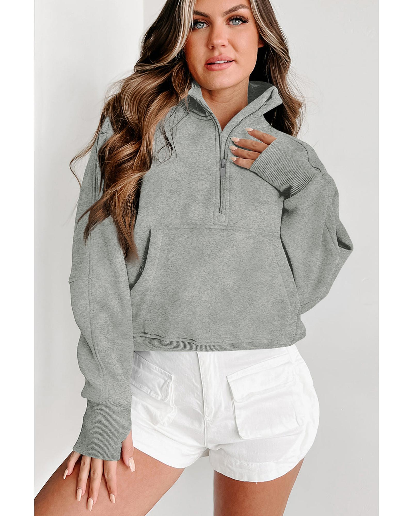 V539-AZEXDC25314642-11-L-202508261130-00 Azura Exchange Stand Collar Ribbed Sleeve Sweatshirt - L - Image 1