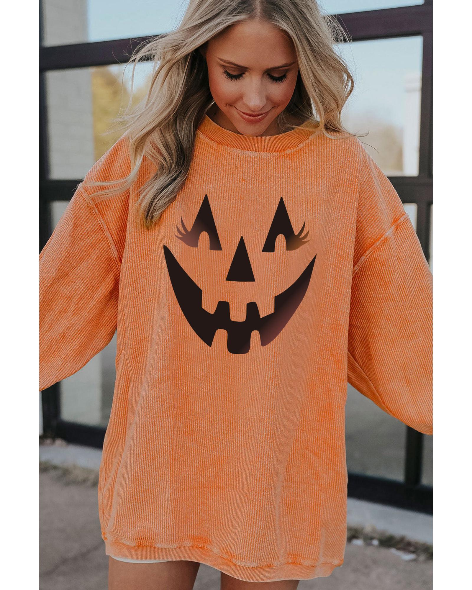 V539-AZEXDC25315302-2014-L-202508290800-00 Azura Exchange Pumpkin Smile Face Graphic Sweatshirt - L - Image 1