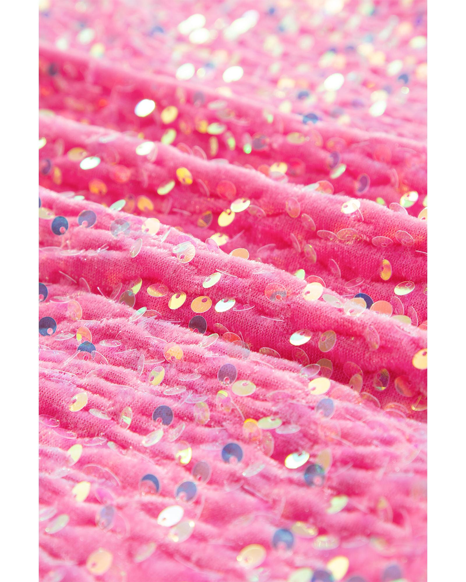 V539-AZEXDC25315601-P3010-XL-202508290235-00 Bonbon Sequin Patchwork High Low Hem Henley Sweatshirt - XL - Image 1