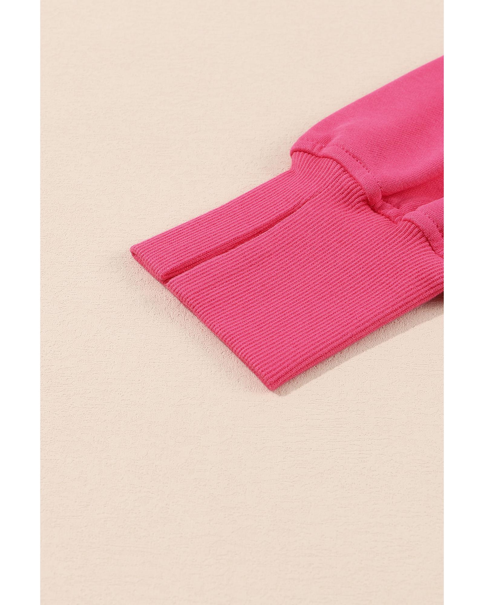 V539-AZEXDC25316045-6-XL-202508292210-00 Rose Exposed Seam Drop Shoulder Slit High Low Hem Sweatshirt - XL - Image 1