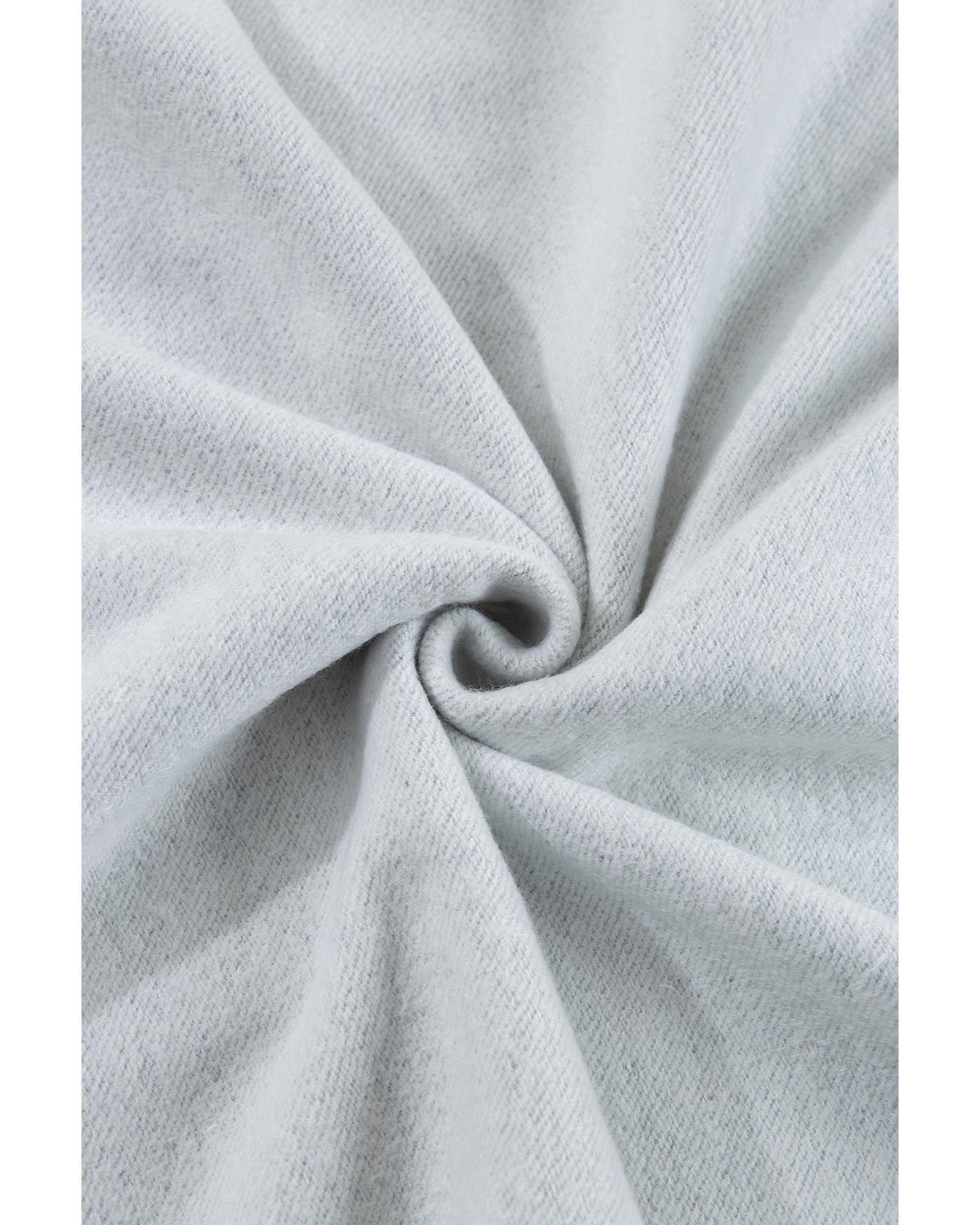 V539-AZEXDC25316626-P1011-M-202508271915-00 Light Grey Fleece Lined Half Zipper Kangaroo Pockets Loose Hoodie - M - Image 1