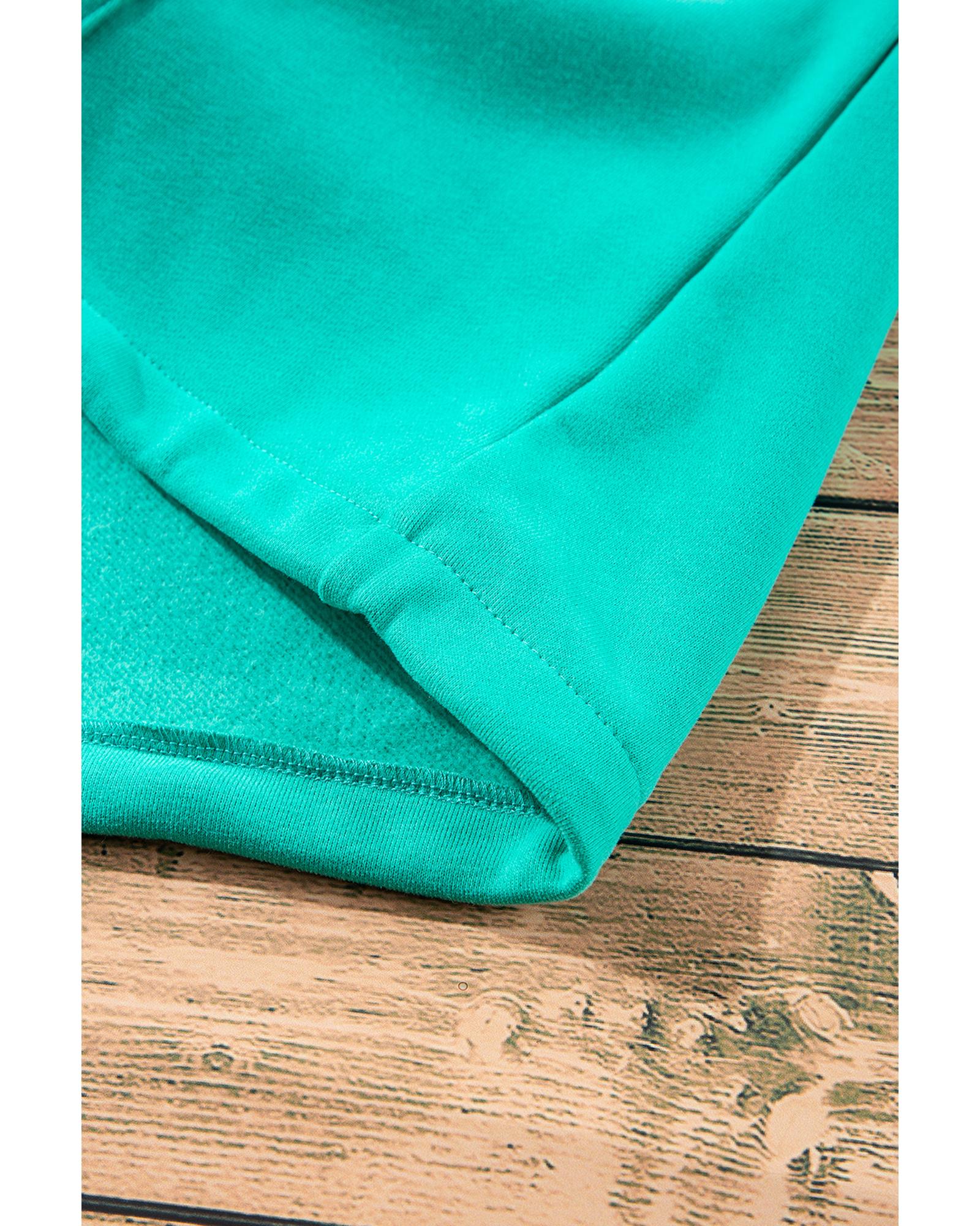 V539-AZEXDC25316626-P504-XL-202508291520-00 Aruba Blue Fleece Lined Half Zipper Kangaroo Pockets Loose Hoodie - XL - Image 1