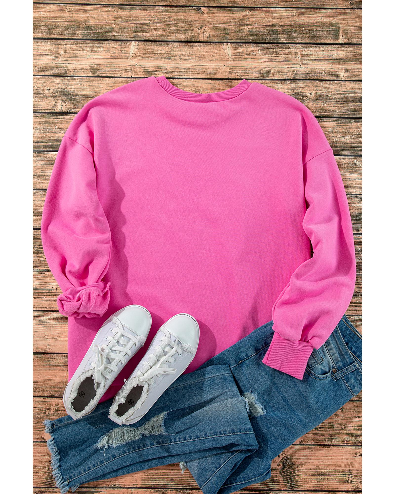 V539-AZEXDC25317234-P3010-M-202508281955-00 Bonbon Solid Fleece Lined Drop Shoulder High Low Sweatshirt - M - Image 1