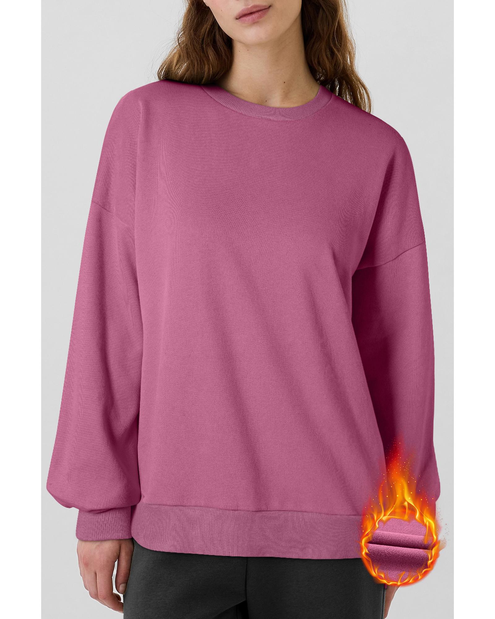 V539-AZEXDC25317234-P308-M-202508292215-00 Valerian Solid Fleece Lined Drop Shoulder High Low Sweatshirt - M - Image 1