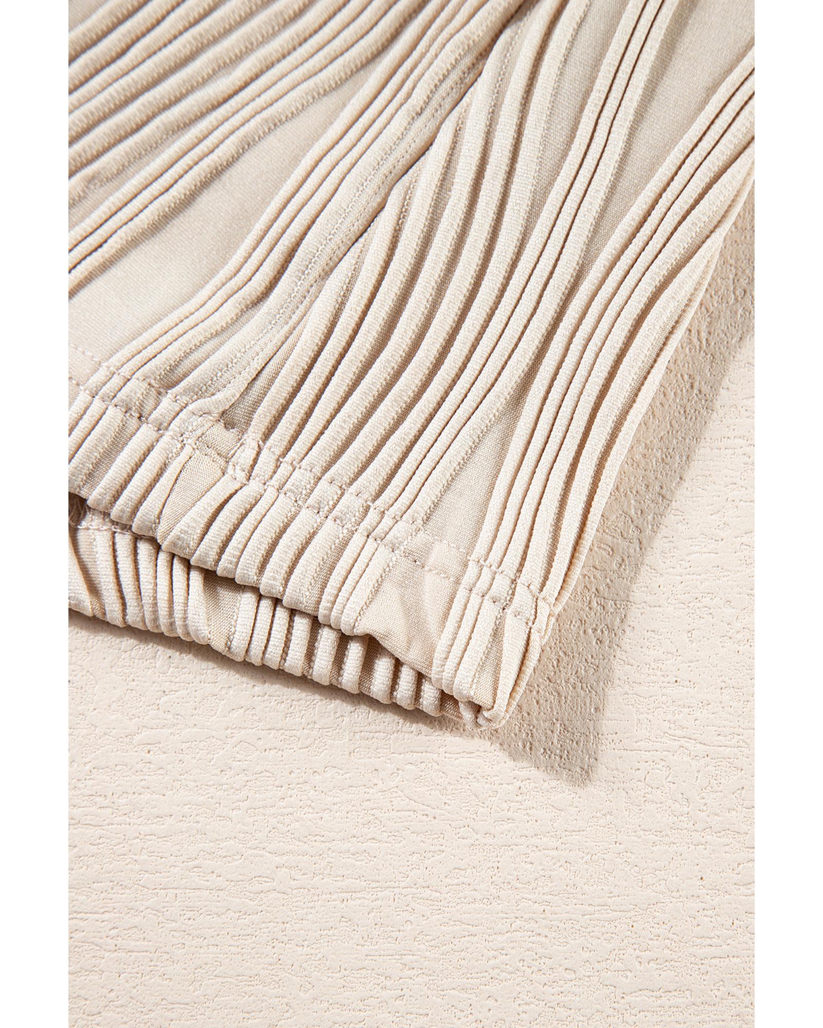 V539-AZEXDC25317311-P18-XL-202508291800-00 Apricot Textured Wavy Round Neck Long Sleeve Top - XL - Image 1