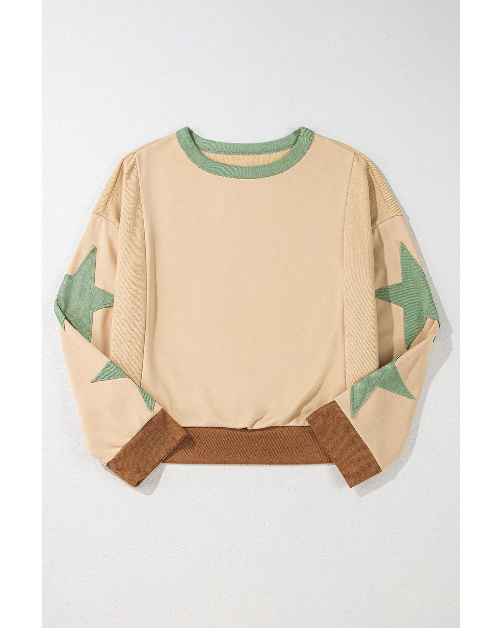 V539-AZEXDC25317479-P6016-XL-202508291740-00 Parchment Star Patchwork Exposed Seam Oversized Sweatshirt - XL - Image 1