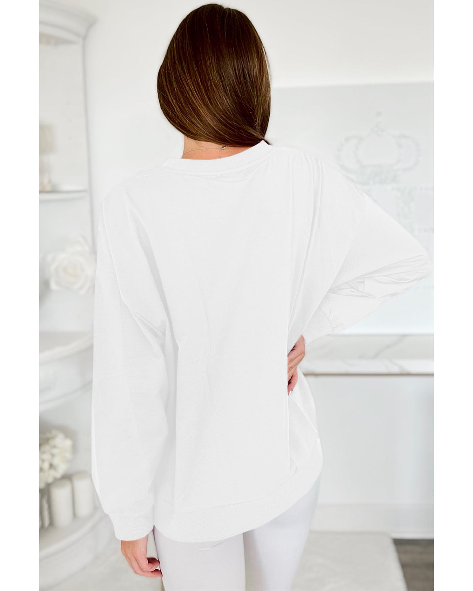 V539-AZEXDC25317536-P101-XL-202508282320-00 White Tinsel Game Day Drop Shoulder Graphic Sweatshirt - XL - Image 1