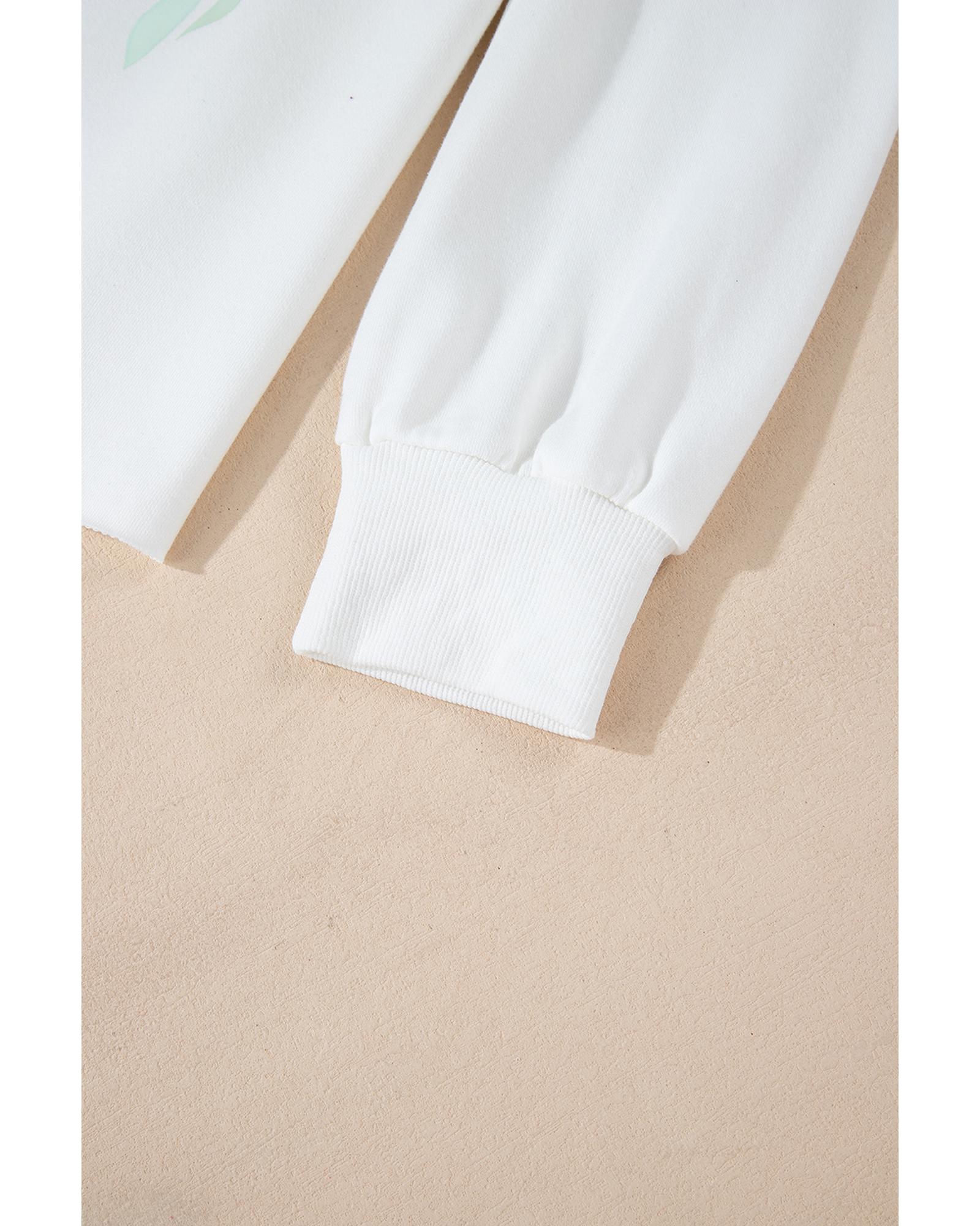 V539-AZEXDC25317882-P120-2XL-202508271345-00 White Bowknot Pattern Drop Shoulder Loose Sweatshirt - 2XL - Image 1