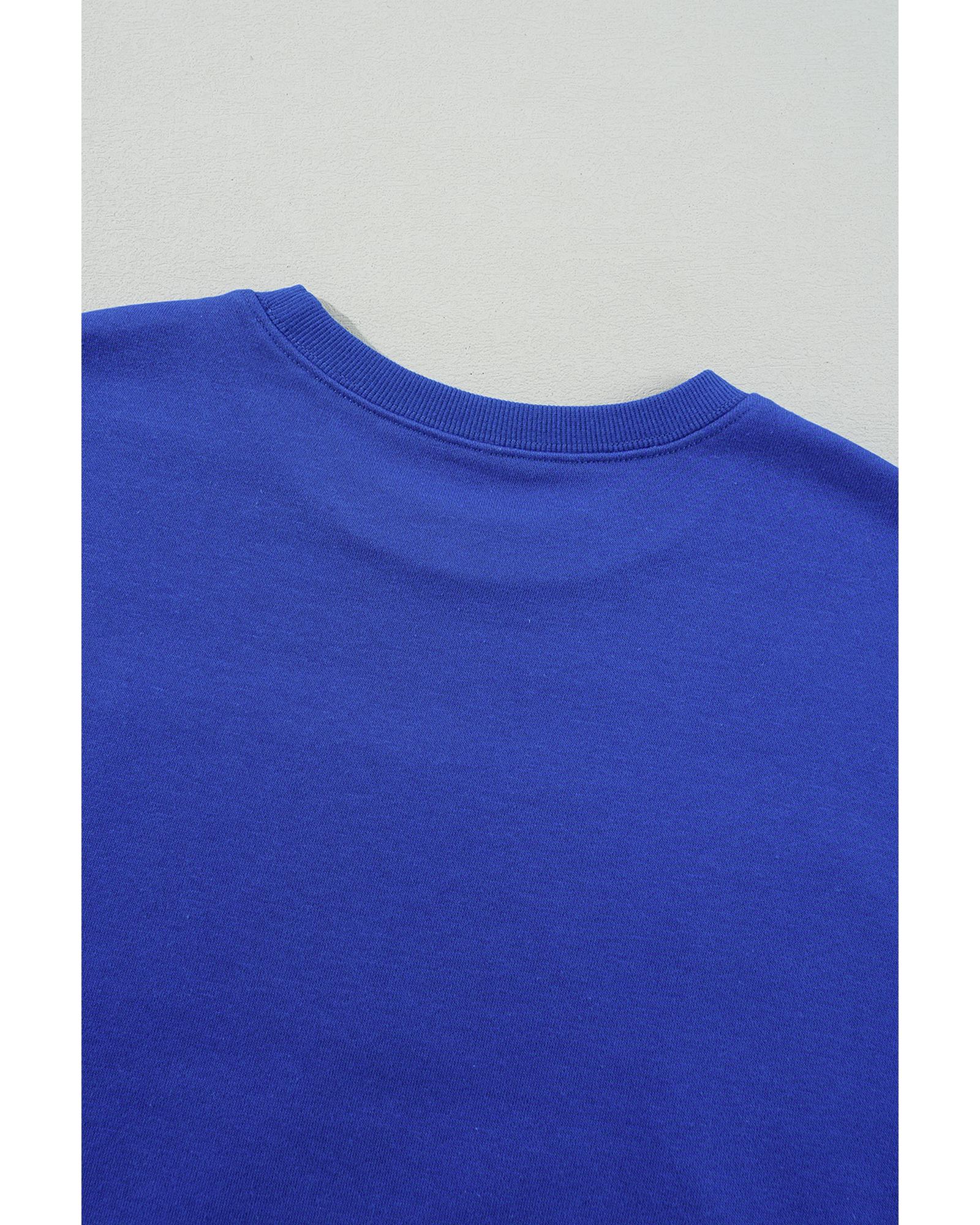 V539-AZEXDC25318033-P5-M-202508292300-00 Dark Blue Game Day Crew Neck Graphic Pullover Sweatshirt - M - Image 1