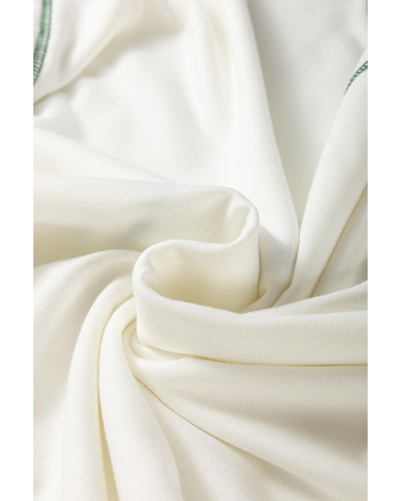 V539-AZEXDC25318384-P119-S-202506131011-00 White Stripe Colorblock Sleeve Exposed Seam Fake-2-Piece Sweatshirt - S - Image 1