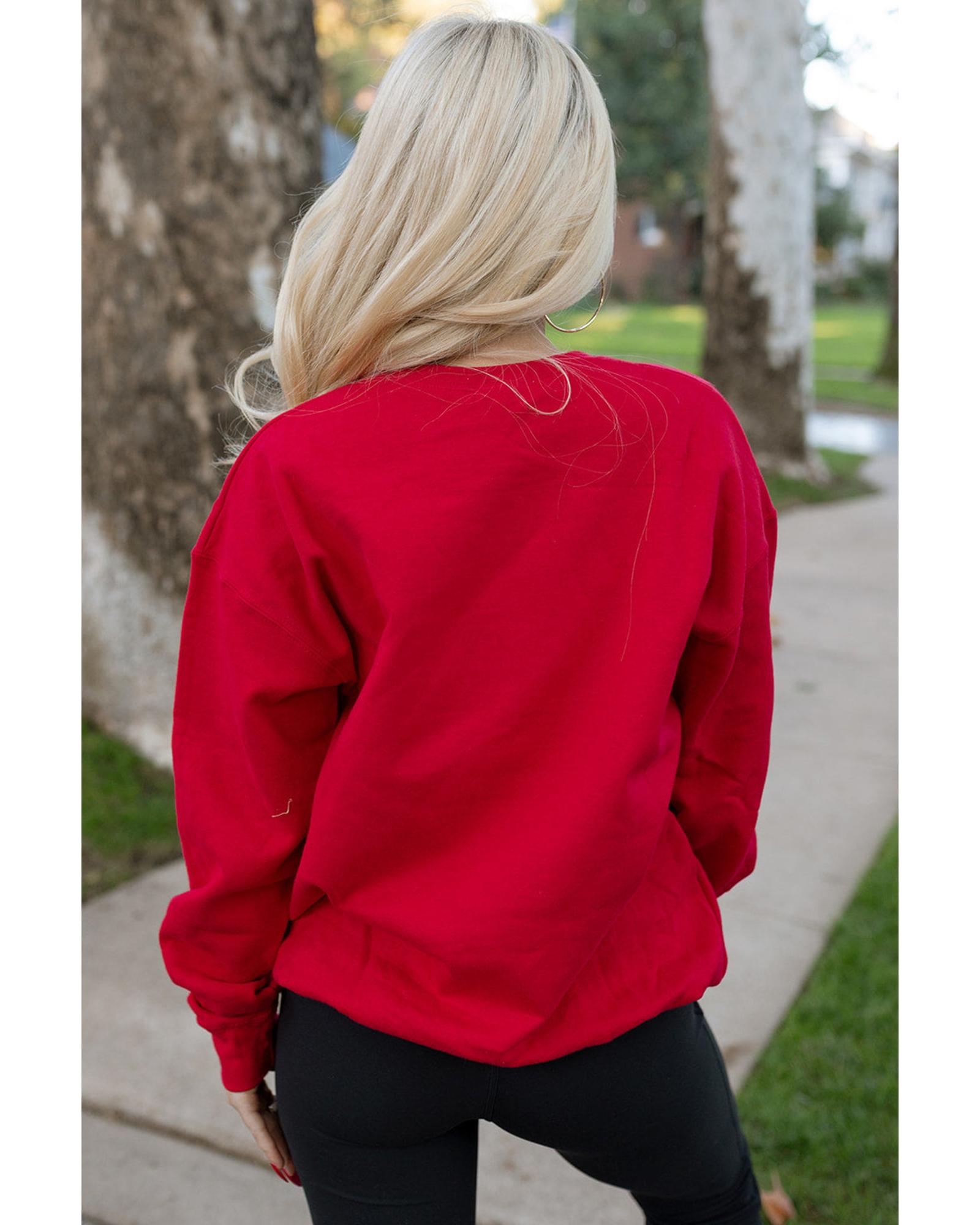 V539-AZEXDC25318669-3-XL-202508282025-00 Red SANTA BABY Embroidered Crewneck Christmas Sweatshirt - XL - Image 1