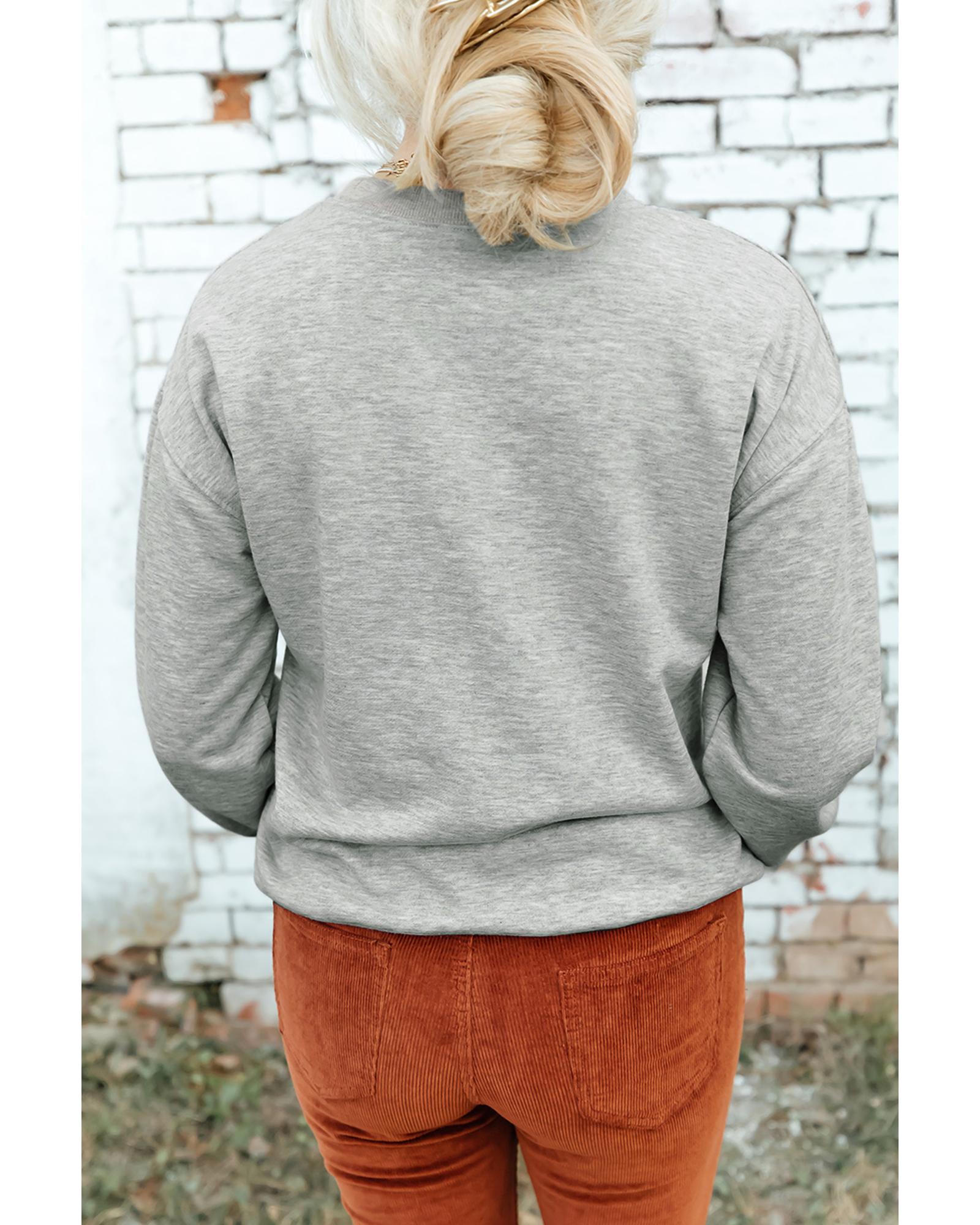 V539-AZEXDC25318682-P11-S-202506130742-00 Gray Disco Ball Bowknot Pumpkin Graphic Crewneck Sweatshirt - S - Image 1