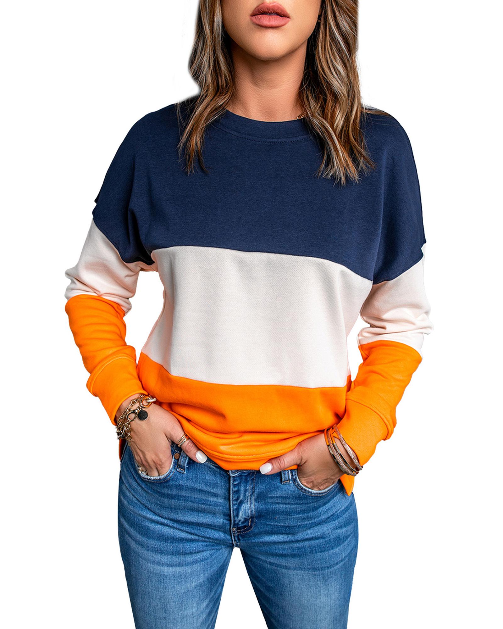 V539-AZEXDC2532980-14-XL-202508260110-00 Azura Exchange Colorblock Sweatshirt with Contrast Stitching and Slits - XL - Image 1