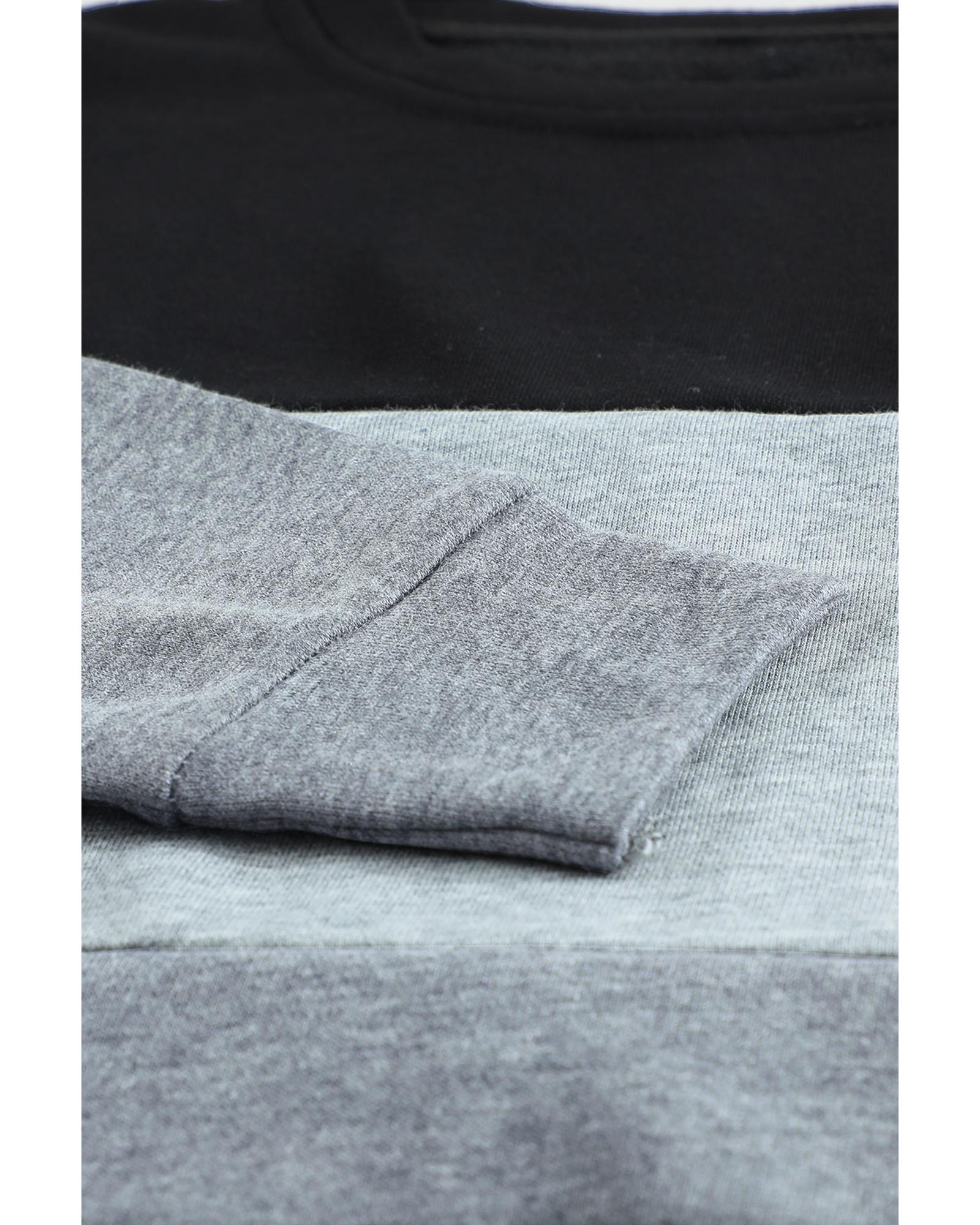 V539-AZEXDC2532980-2-XL-202508260920-00 Azura Exchange Black Contrast Stitching Sweatshirt with Slits - XL - Image 1