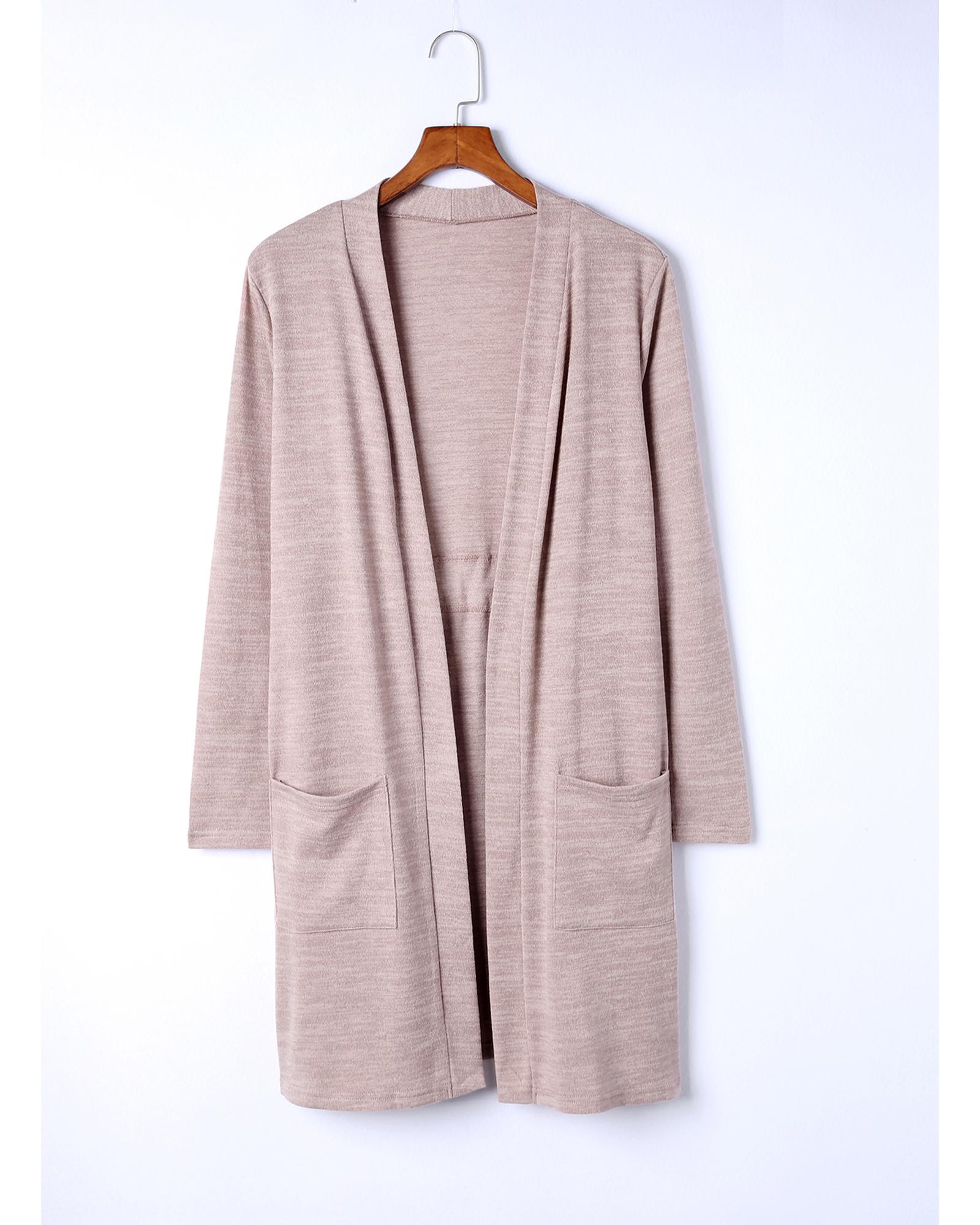 V539-AZEXDC2541586-10-2XL-202508270545-00 Azura Exchange Pink Tunic Back Open Front Cardigan with Pockets - 2XL - Image 1