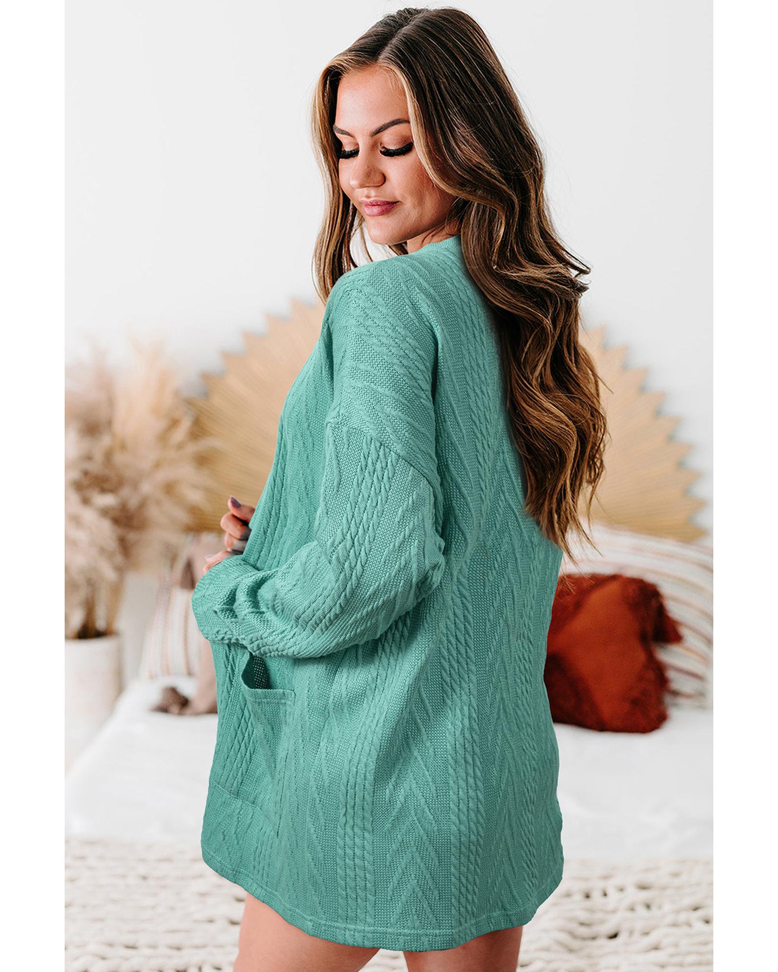 V539-AZEXDC2542505-P2609-S-202506130753-00 Canton Solid Textured Open Front Cardigan with Pocket - S - Image 1