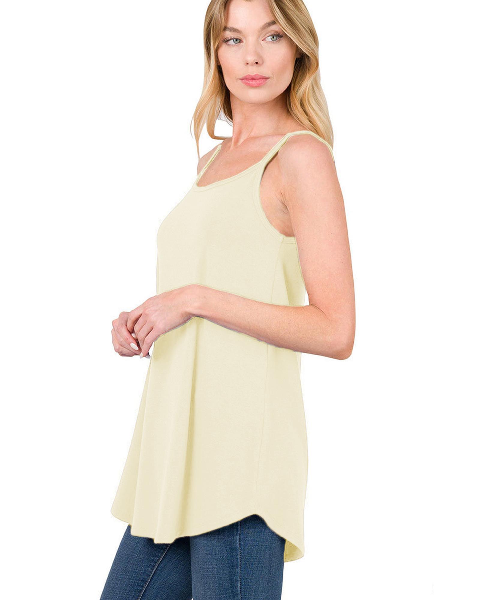 V539-AZEXDC25611122-P18-L-202508280135-00 Apricot Spaghetti Strap V-Neck Flowy Tunic Tank Top - L - Image 1